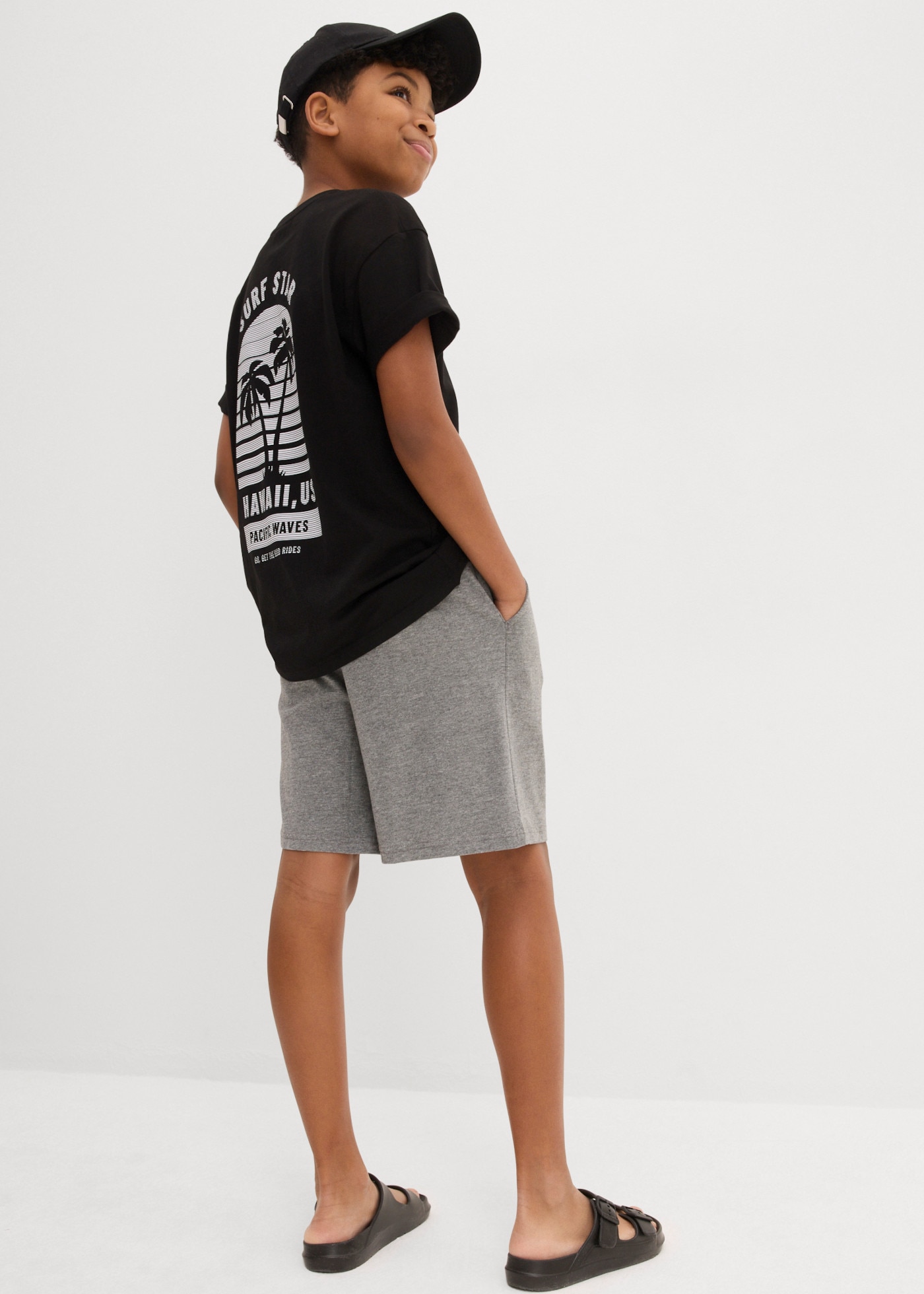 bonprix Short  avec cordon de serrage, jersey facile d'entretien, coupe regular fit, lot de 2