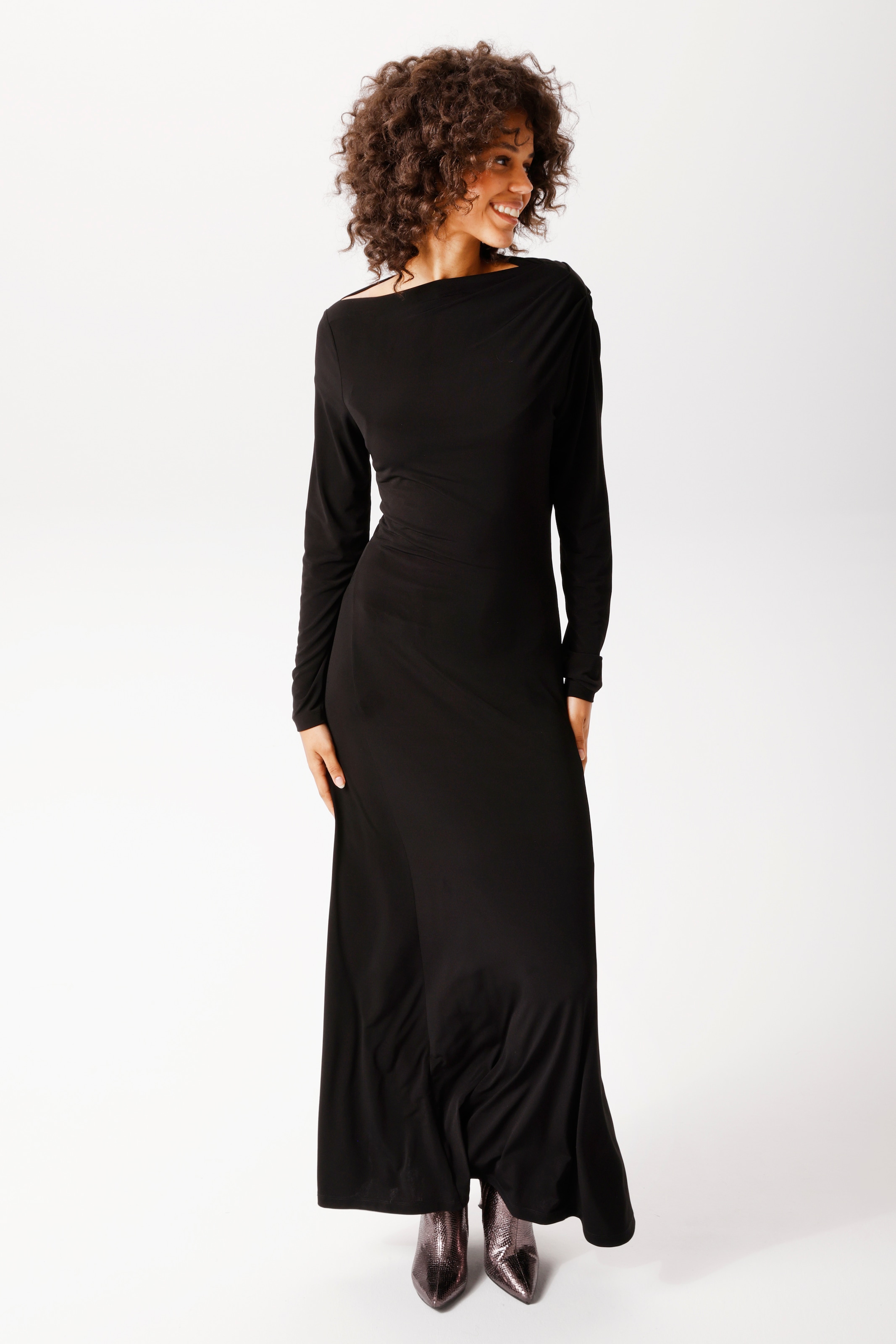 Aniston CASUAL Maxi robe avec encolure cascade asymétrique - NOUVELLE COLLECTION