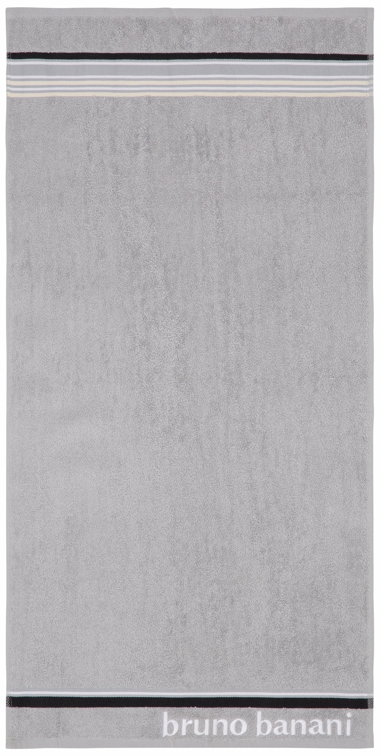 Bruno Banani Handtuch Set »Maja, 1 Duschtuch, 2 Handtücher, 2 Gästehandtücher, 2 Waschhandschuhe« Set Walkfrottee mit Bordüre und Markenlogo, 7 teiliges Handtücher Set, 100% Baumwolle