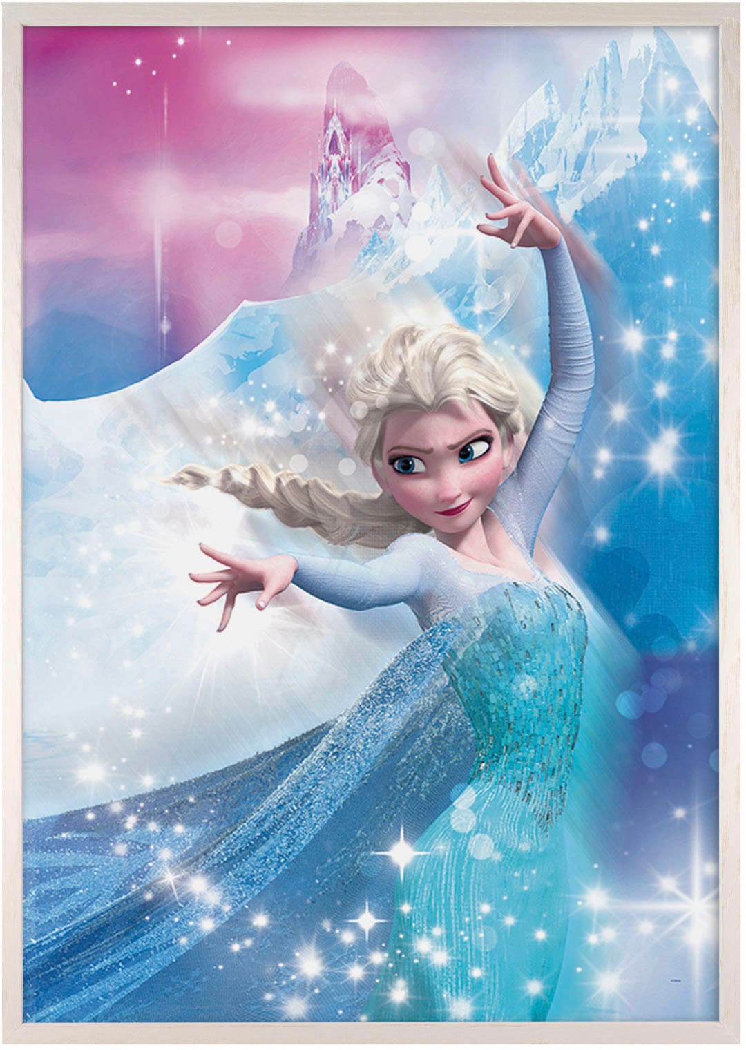 Komar Bild mit Rahmen »Bilderrahmen Holz White mit Wandbild "Frozen 2 Elsa Action" als Set«