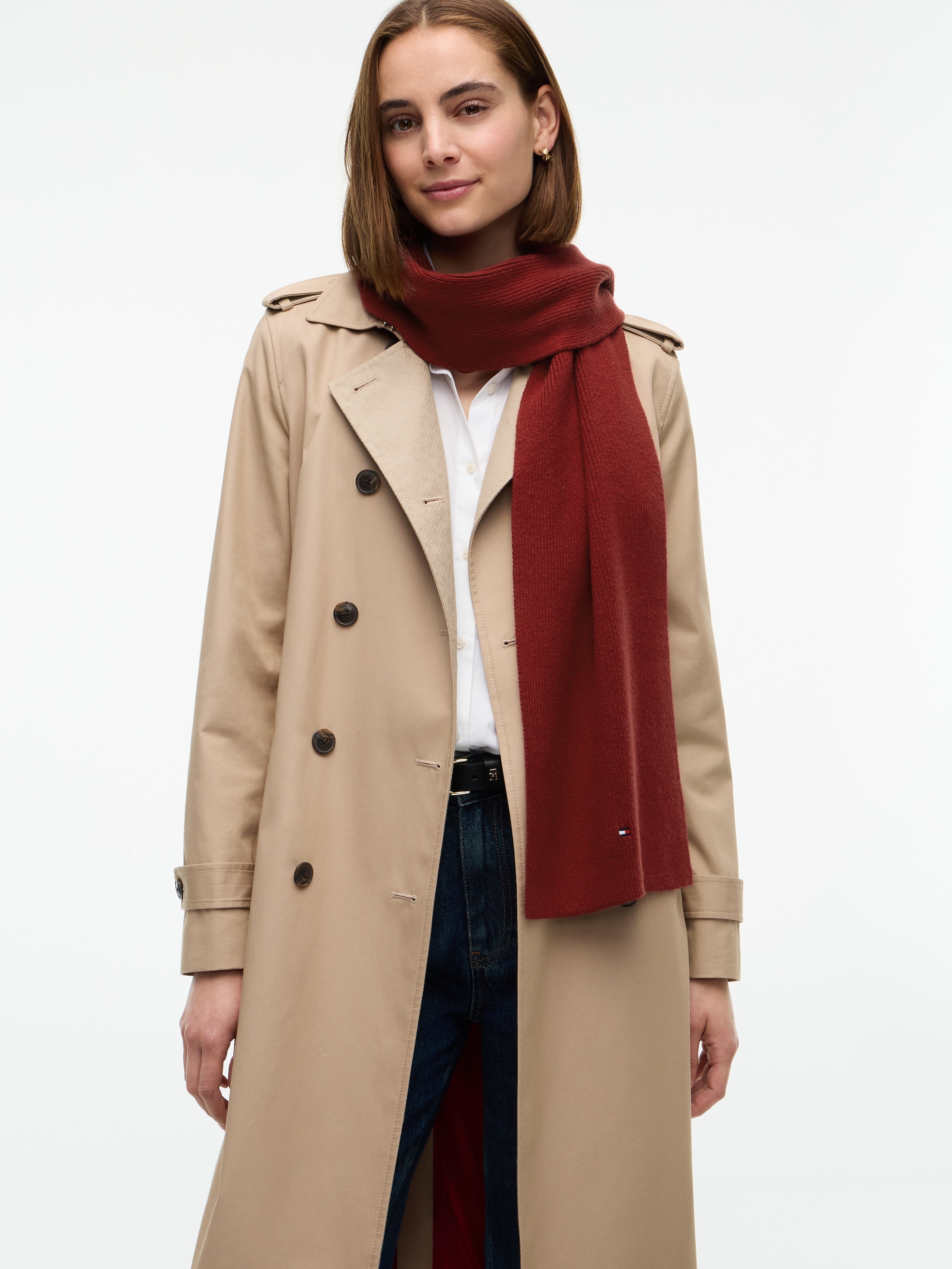 Tommy Hilfiger Strickschal »TH FLAG KNIT SCARF« mit Wolle und Hilfiger Flag