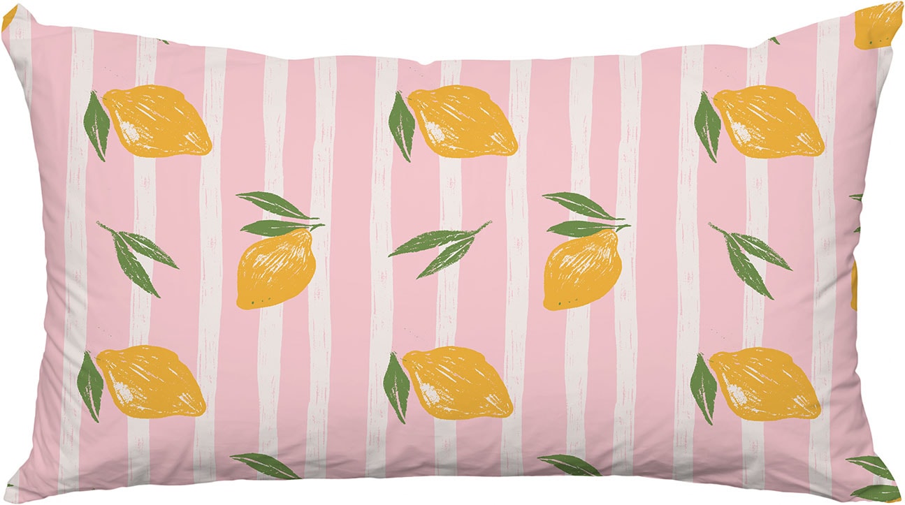 Image of queence Dekokissen "Zitronen Rosa" Premium Outdoor Kissenbezug; Format: 60x40 cm