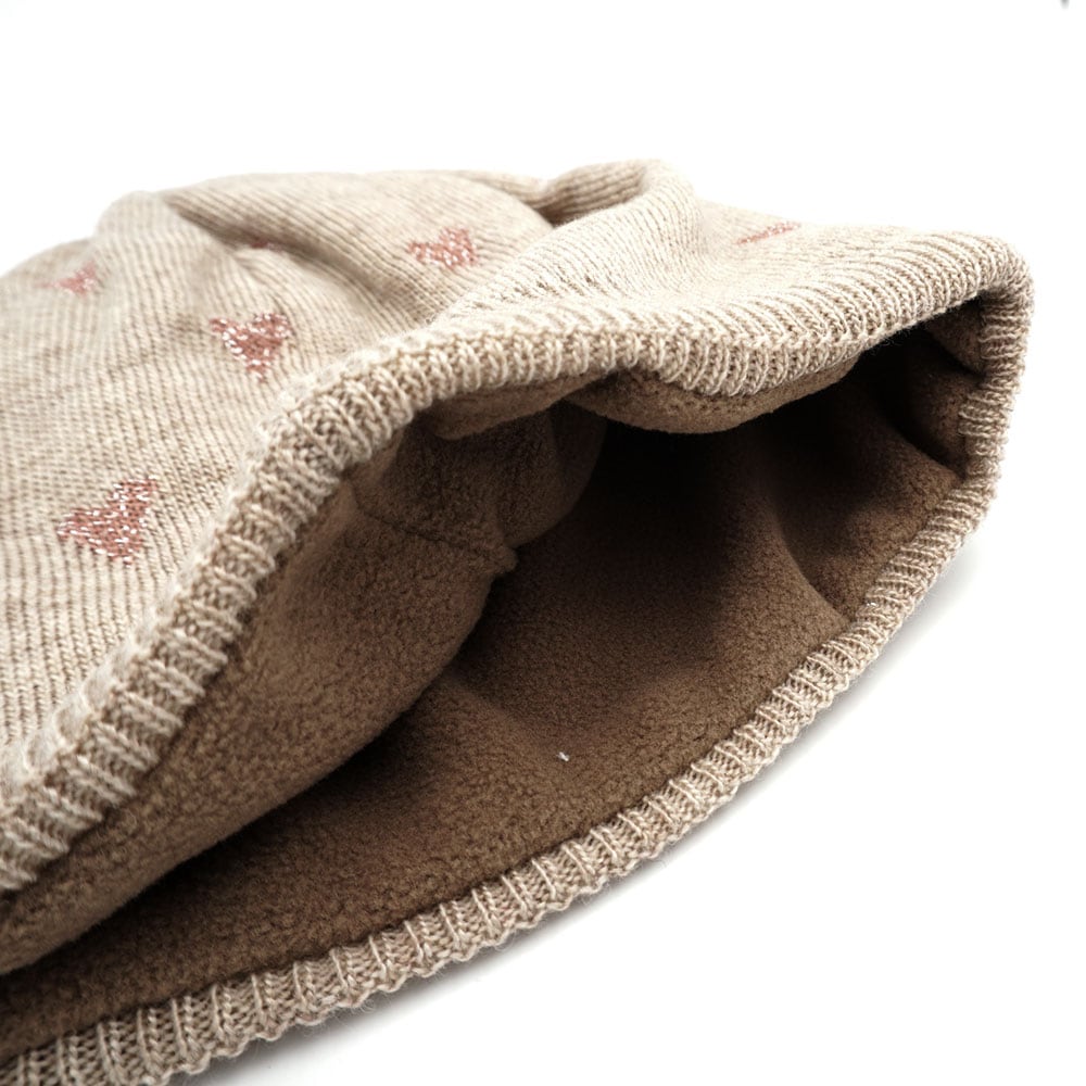 MAXIMO Bonnet avec laine, maille fine, doublée, détails pailletés
