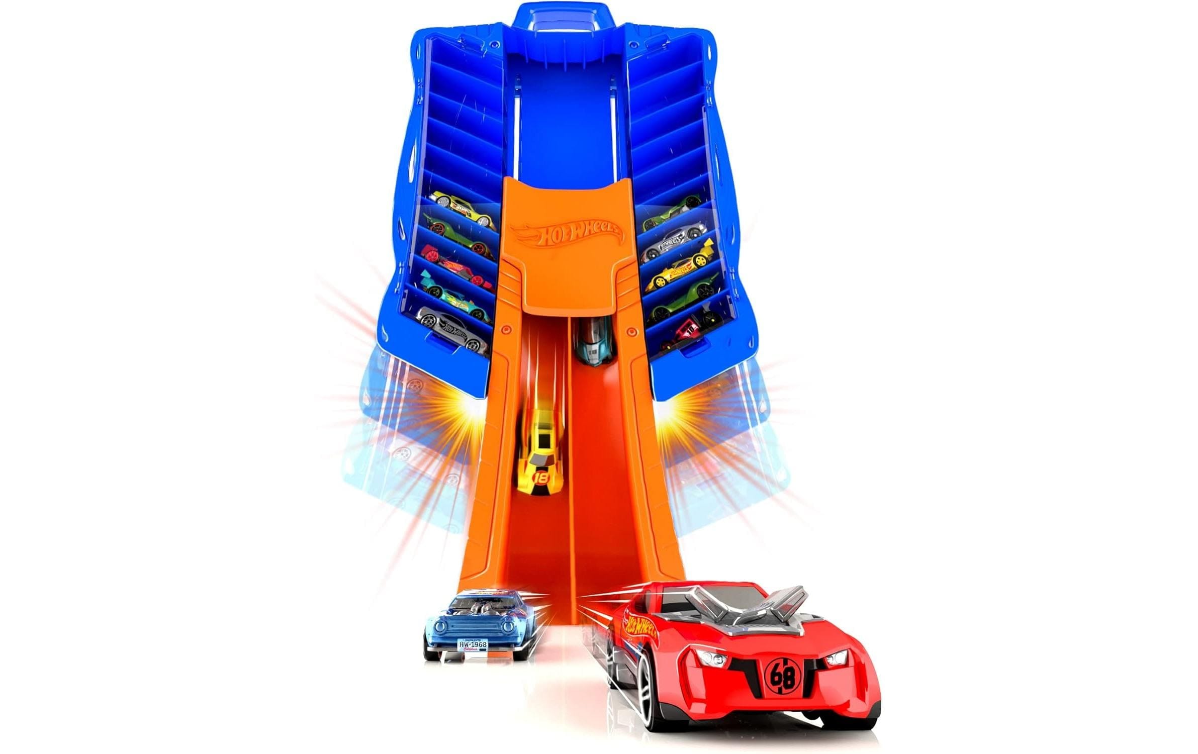 Hot Wheels Spielzeug-Auto »Action Cars 2-in-1 Multi Drag Race Car Case«