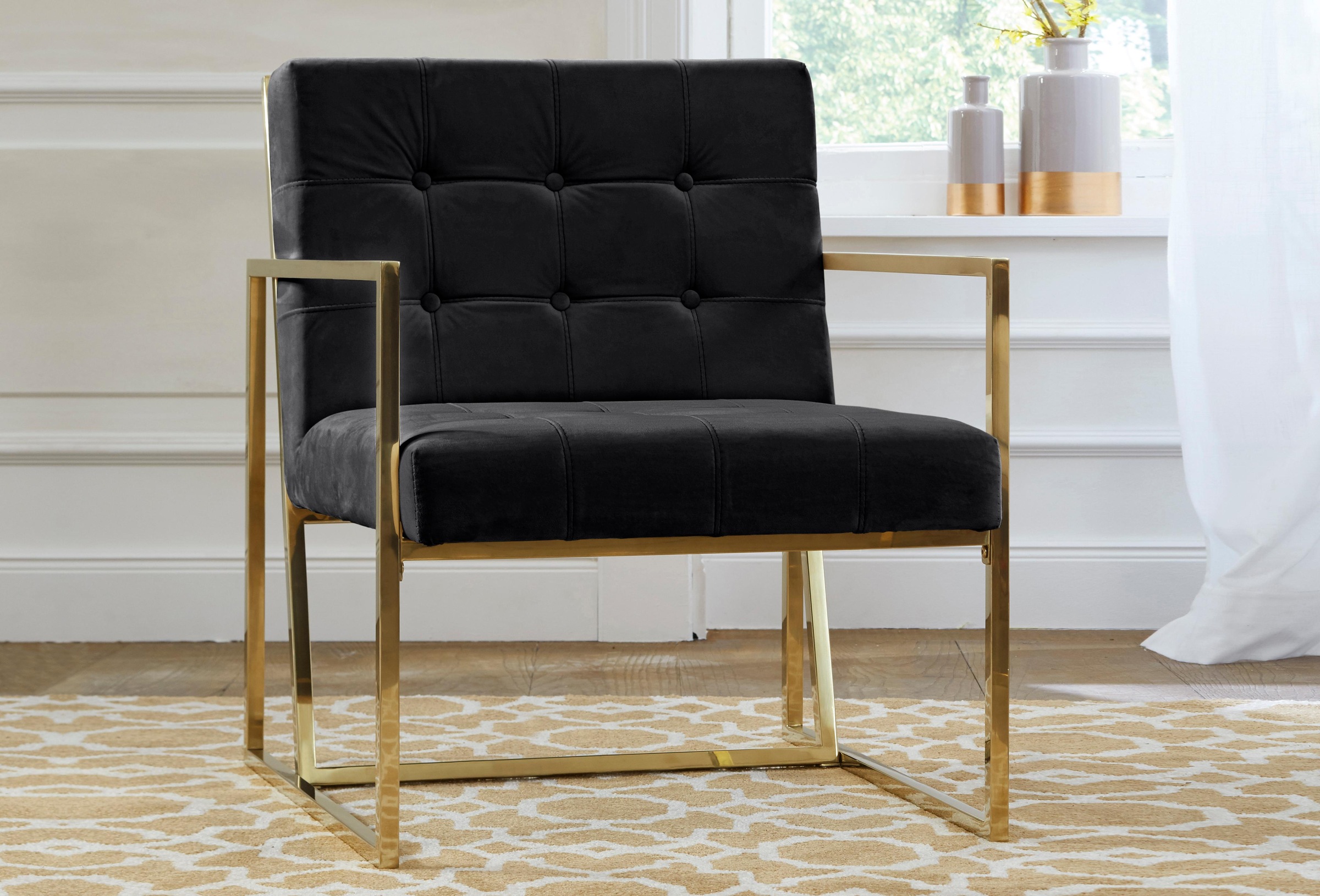 Image of Guido Maria Kretschmer Home&Living Sessel »Silwai«, mit schönem Metallgestell und Samtpolsterung, Sitzhöhe 44 cm bei Ackermann Versand Schweiz