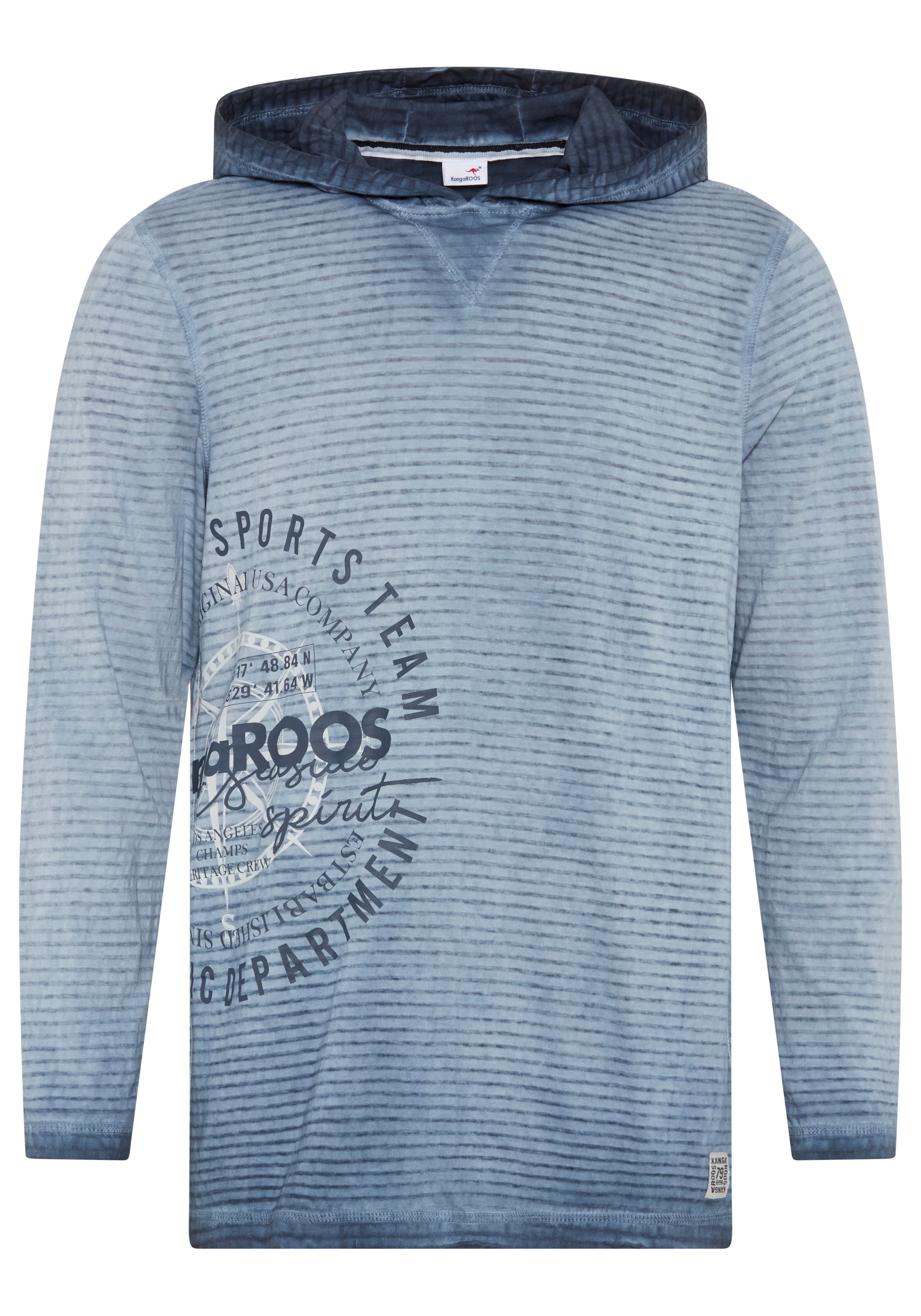 KangaROOS Langarmshirt schmale Passform, Langarm, mit Kapuze, aus Single Jersey