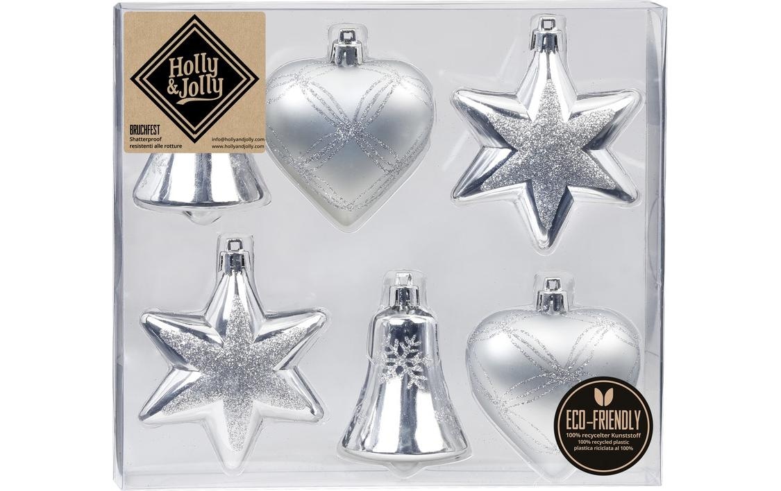   Boule de Noël »Weihnachtskugel Winter Silver verschiedene Formen, 6 Stück«