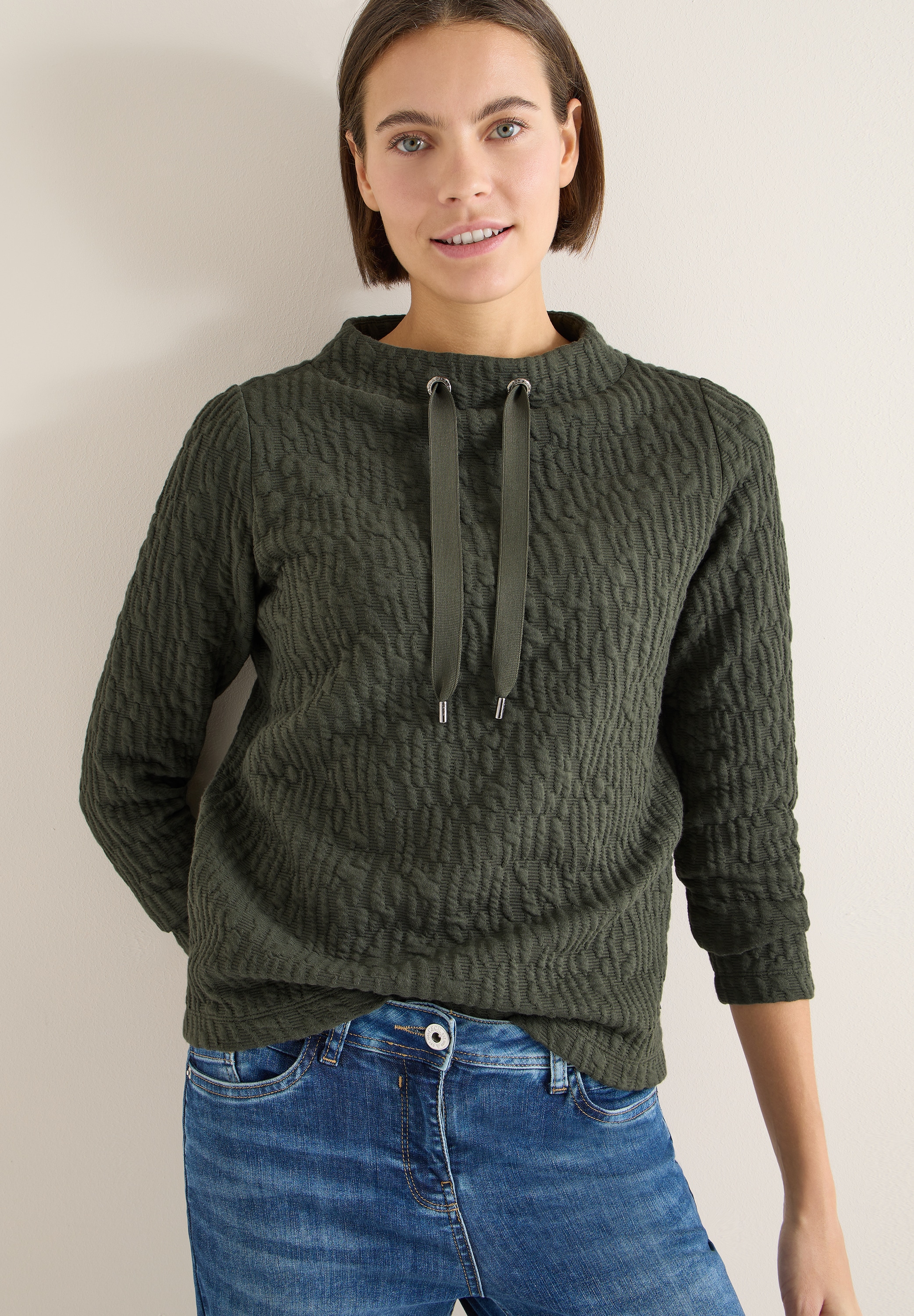 Image of Cecil Sweater, Jacquard Funnel Neck mit Strukturmuster