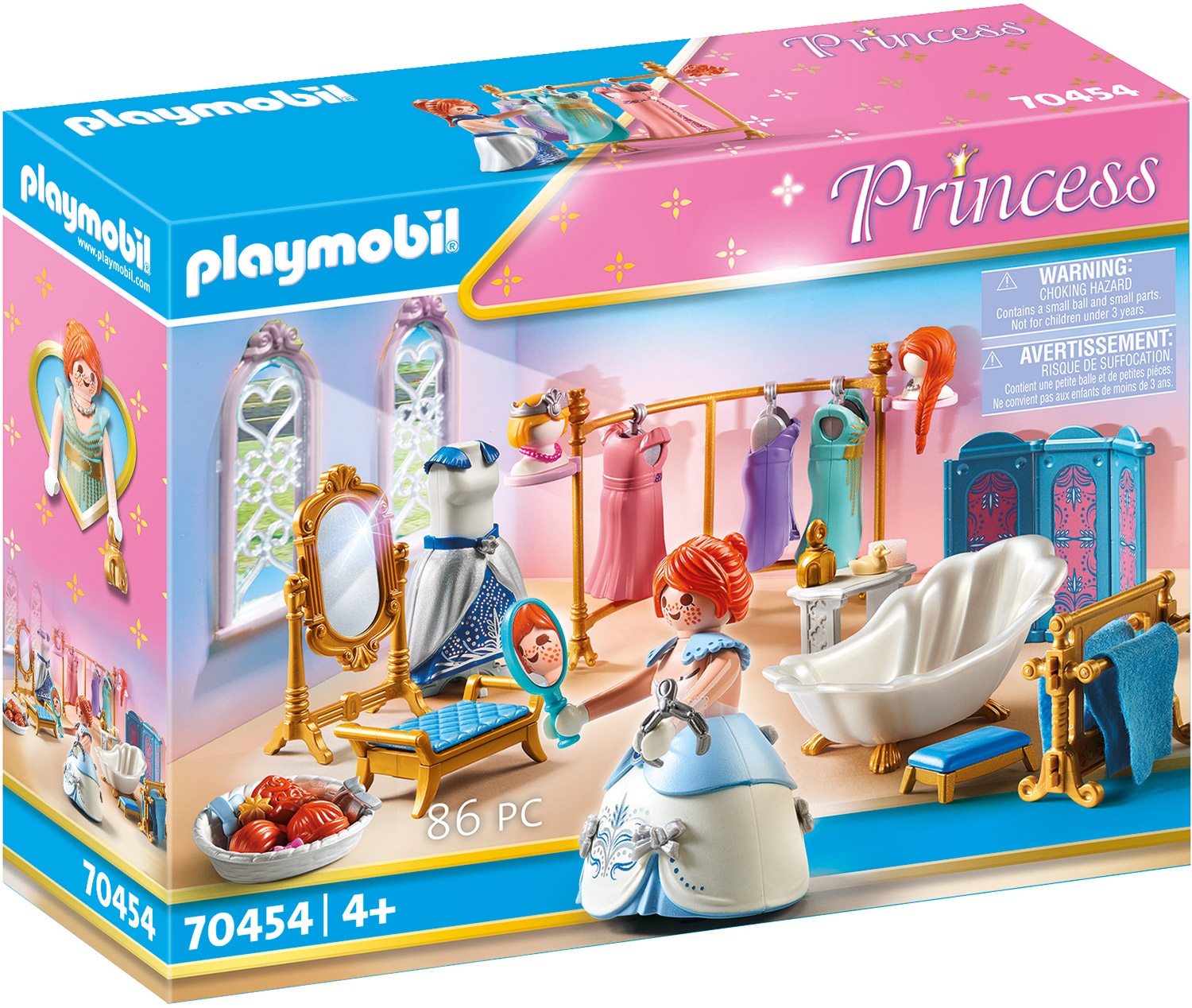 Playmobil® Konstruktions-Spielset »Ankleidezimmer mit Badewanne (70454), Princess«, (86 St.), Made in Germany