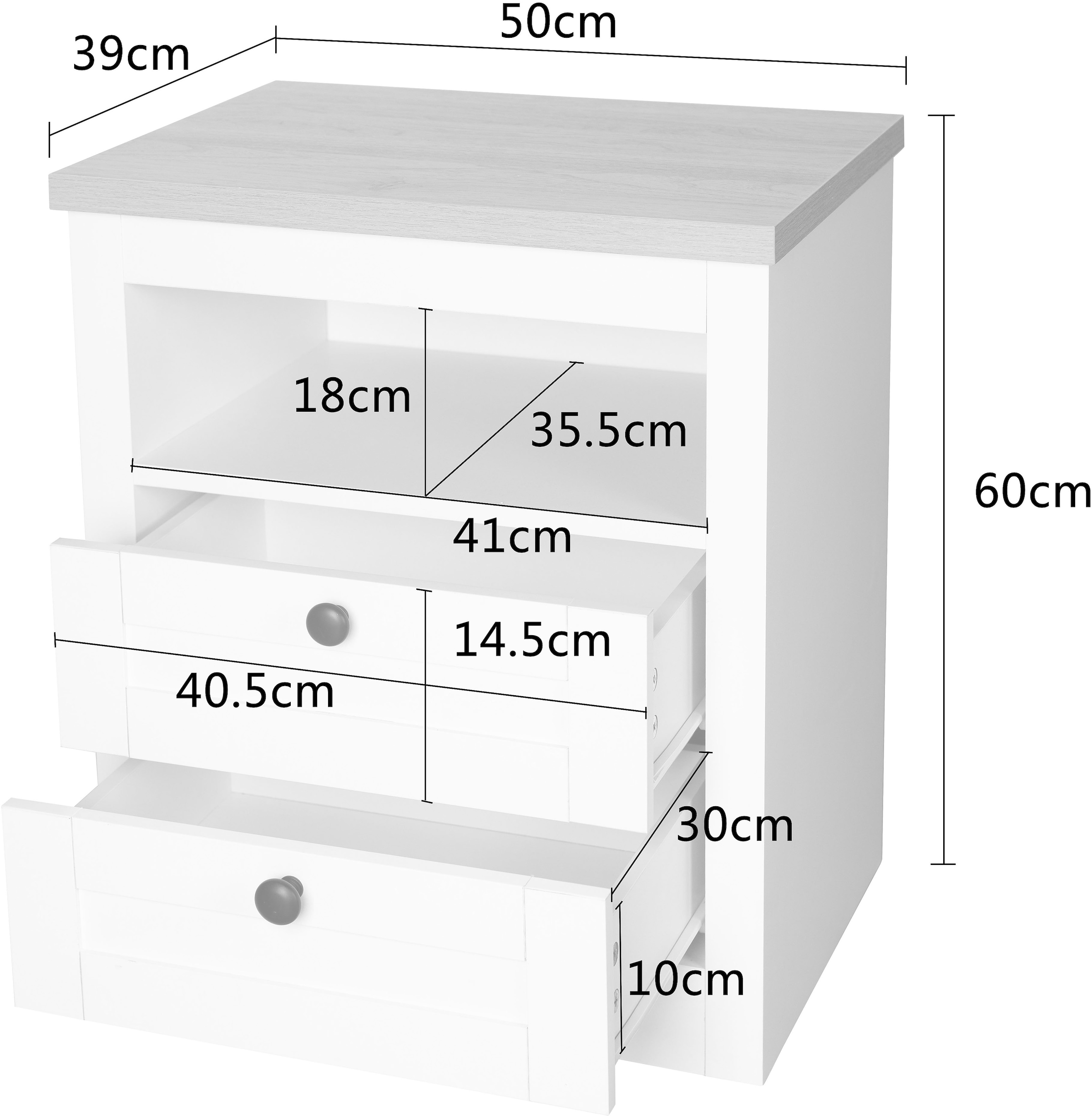 GOODproduct Nachtkonsole »2er Set Büsum Nachtschrank Beistellschrank« Spar-Set, 2 Schränke im Lieferumfang,  Nachttisch im Landhaus Design mit 2 Schubladen Bestseller