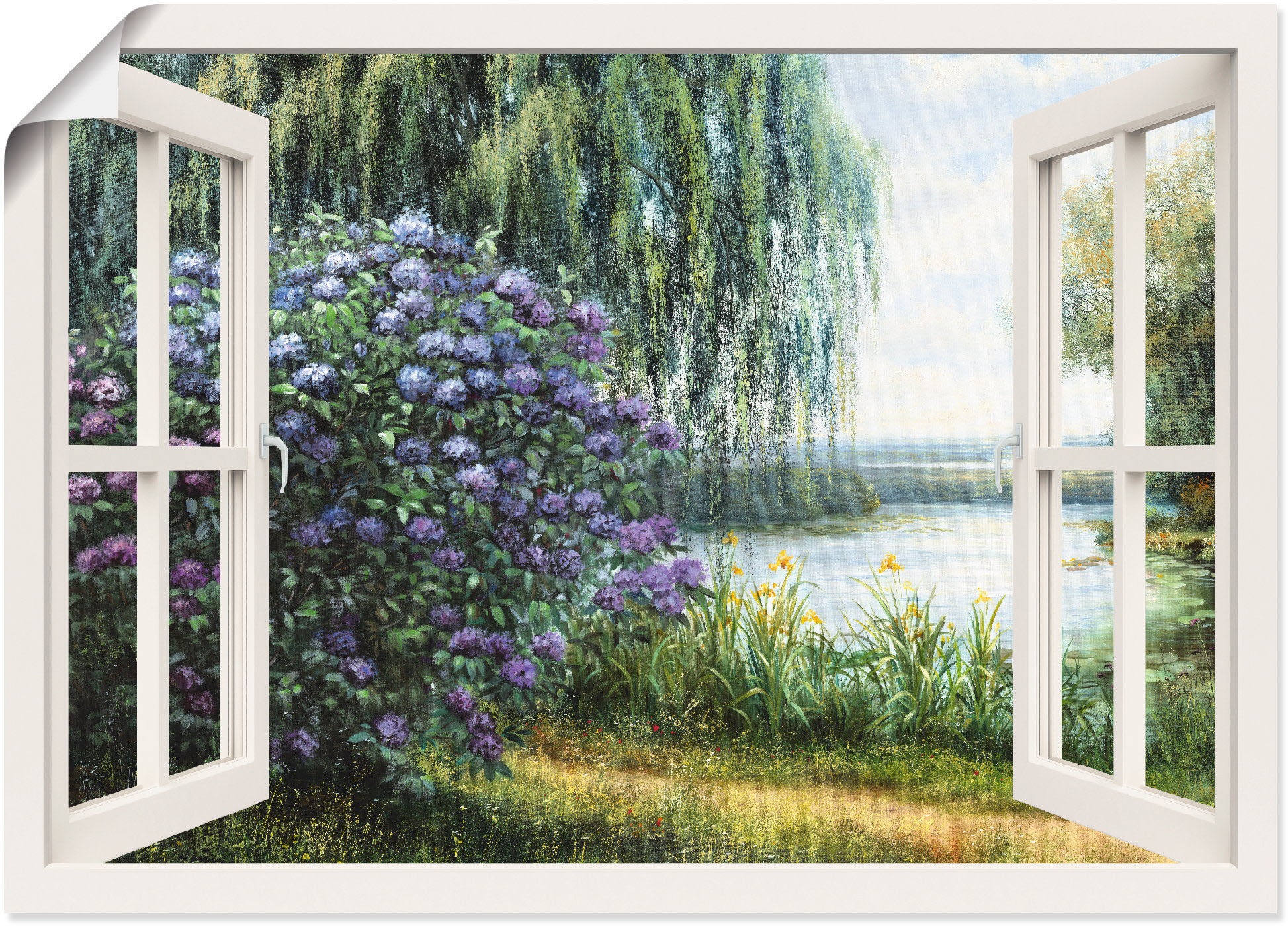 Artland Wandbild »Hortensien am See«, Grössen St.), kaufen Poster in oder (1 Wandaufkleber als Leinwandbild, Fensterblick, versch