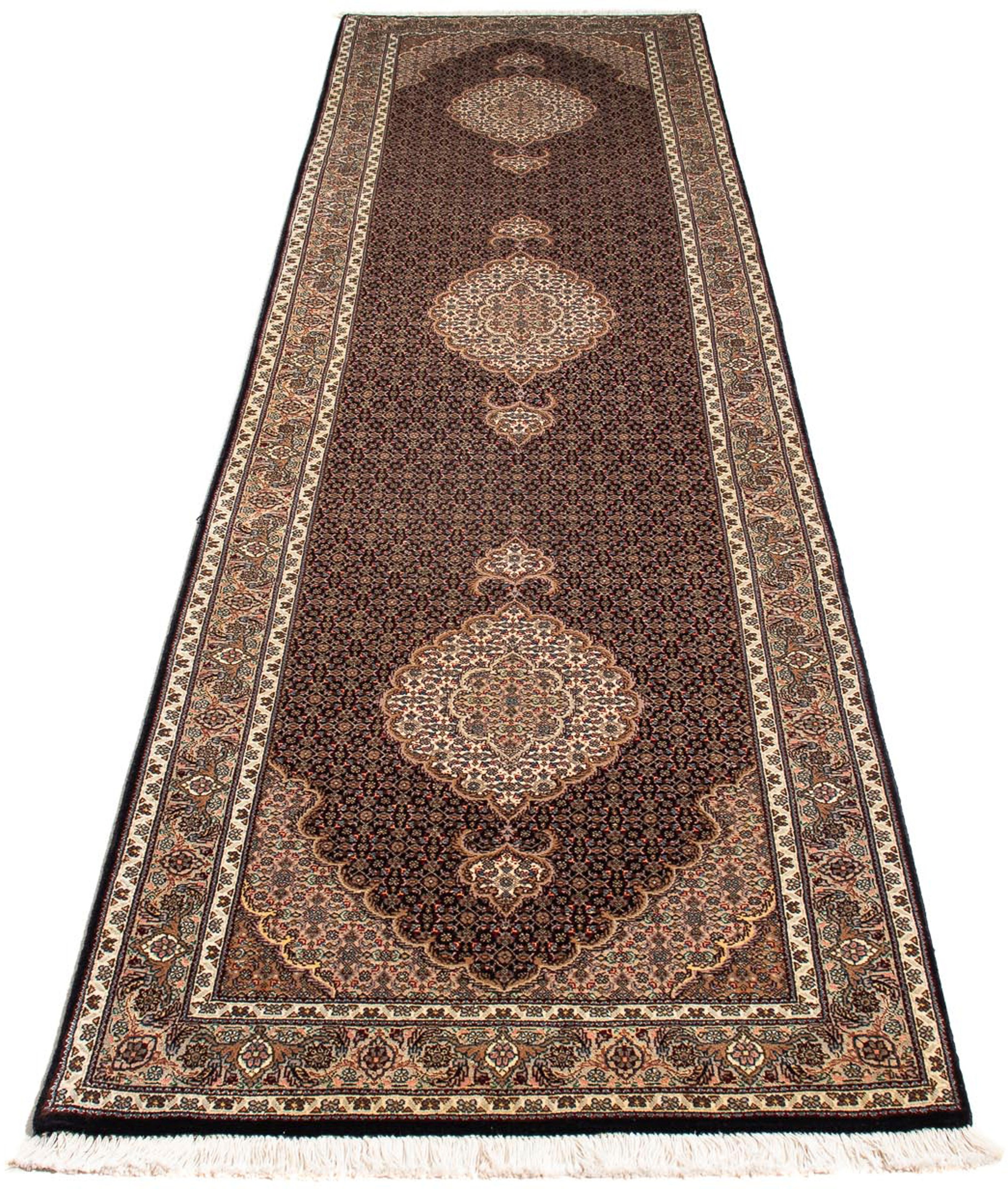 Image of morgenland Orientteppich »Perser - Täbriz - 302 x 82 cm - dunkelblau«, rechteckig, 10 mm Höhe, Wohnzimmer, Handgeknüpft, Einzelstück mit Zertifikat bei Ackermann Versand Schweiz