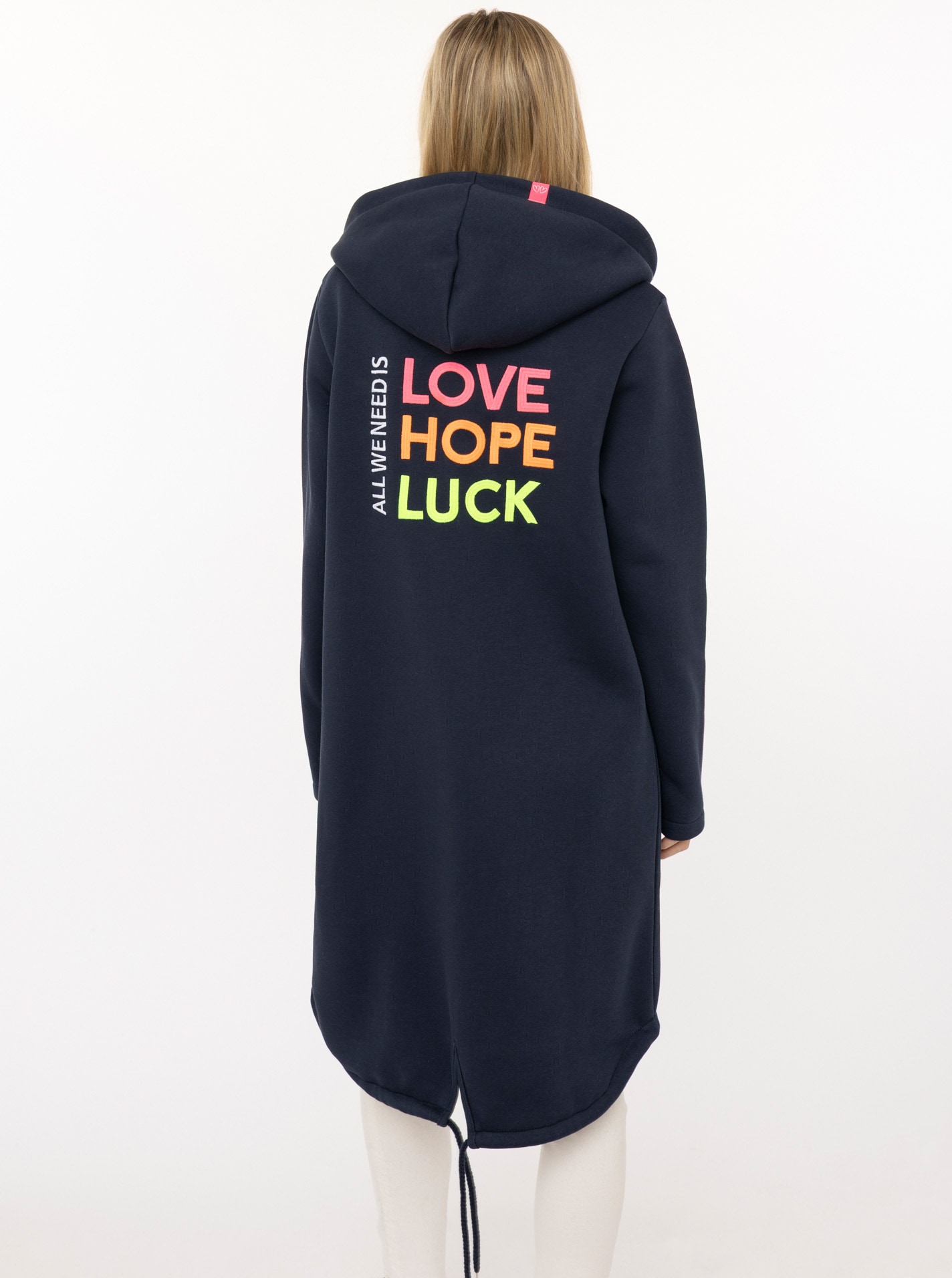 Zwillingsherz Jerseymantel Regular Fit, Langarm, Kapuze, Reissverschluss, Neon-Stickerei