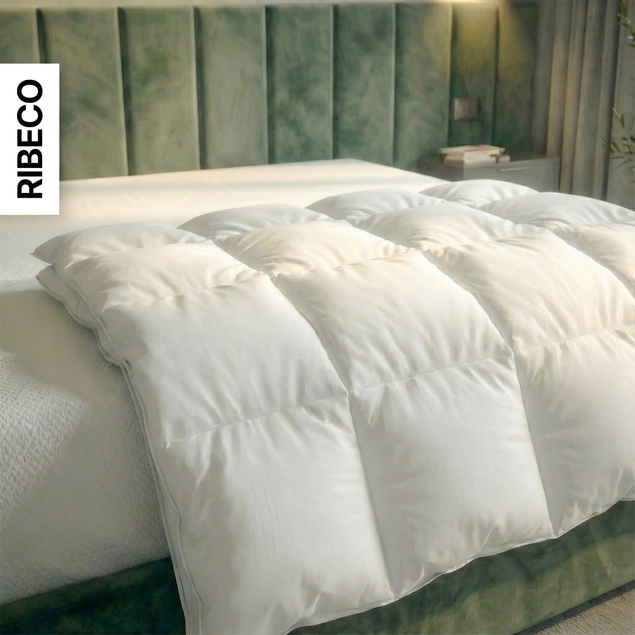 RIBECO Couette en duvet »Johanna, Bettdecke in 135x200 und 155x220cm und weiteren Grössen« léger Füllung 80 duvet 20 plumes 1 cuis tlg. meilleure vente, duvet et plumes, couette en duvet, couette en plumes, fabriqué en Allemagne