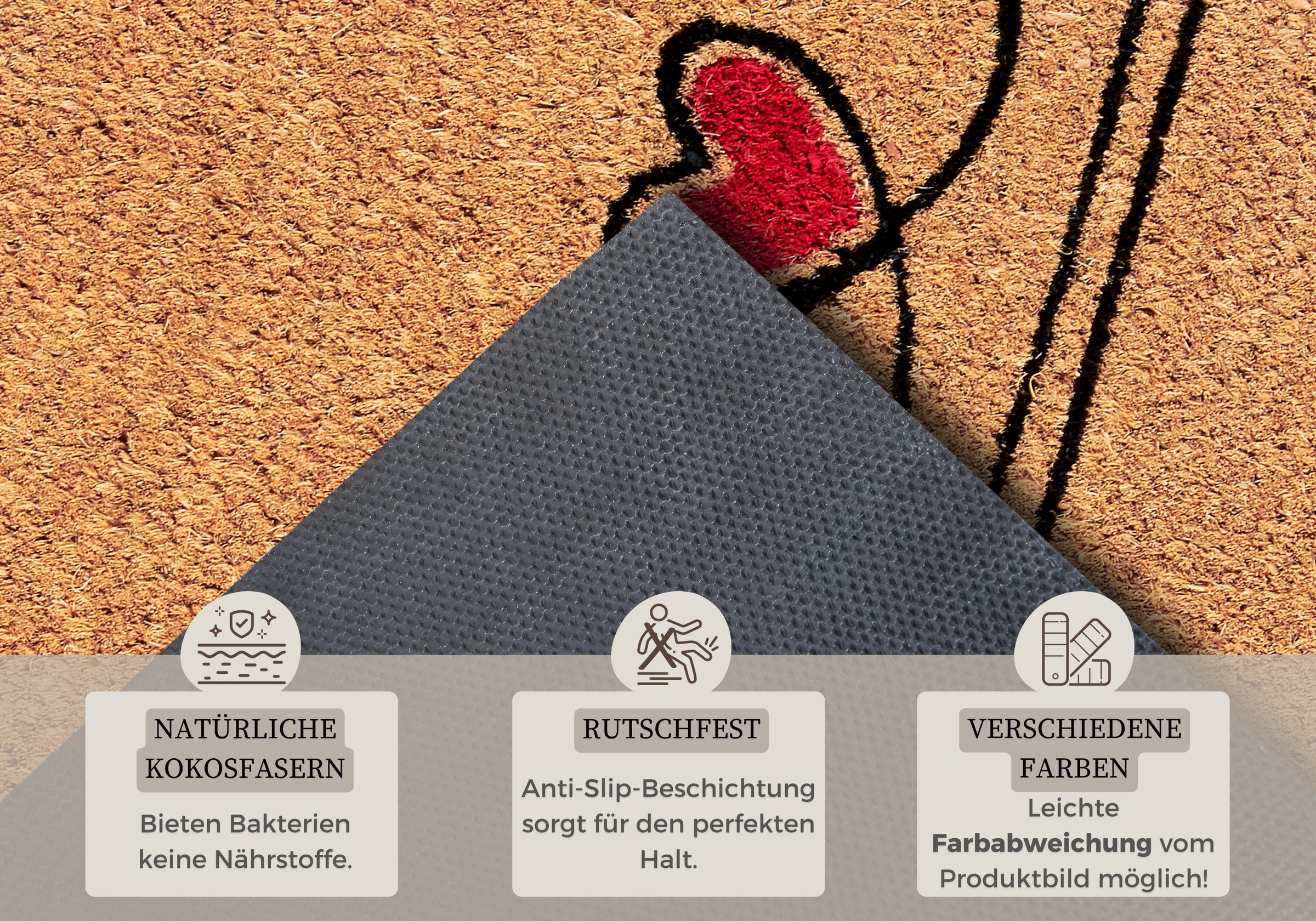 HANSE Home Fussmatte »Kokos Cat Home, Türmatte«, rechteckig, 15 mm Höhe, Schmutzfangmatte, Rutschfest, Outdoor, Innen, Aussen, Kokosmatte, Flur