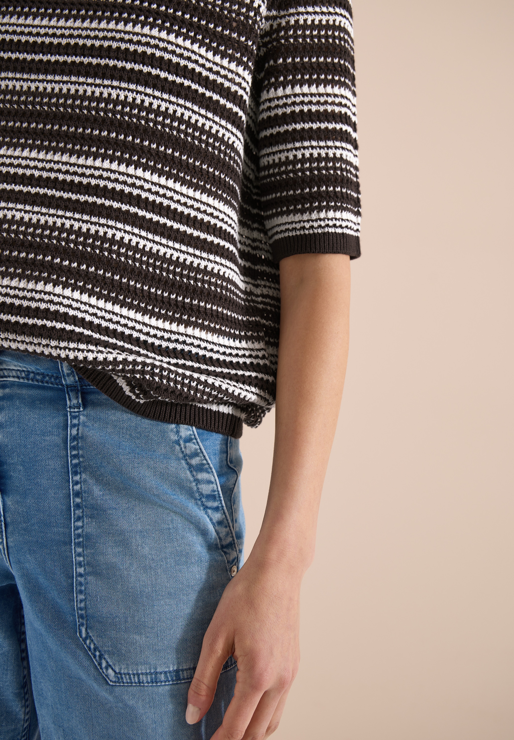 Cecil Strickpullover mit Rundhals und Streifen