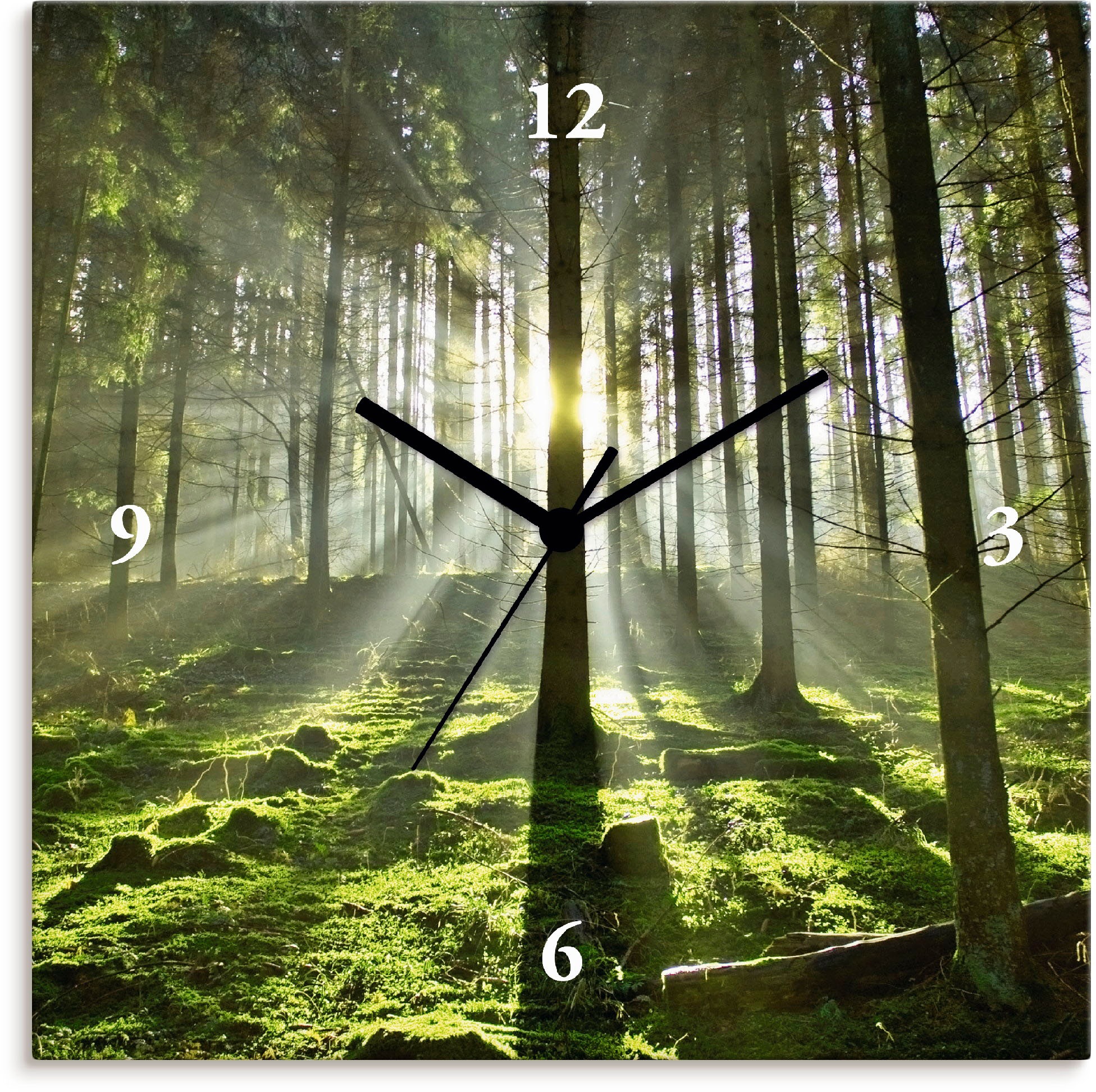 Image of Artland Wanduhr »Wald im Gegenlicht«, lautlos, ohne Tickgeräusche, nicht tickend, geräuschlos - wählbar: Funkuhr o. Quarzuhr, moderne Uhr für Wohnzimmer, Küche etc. - Stil: modern bei Ackermann Versand Schweiz