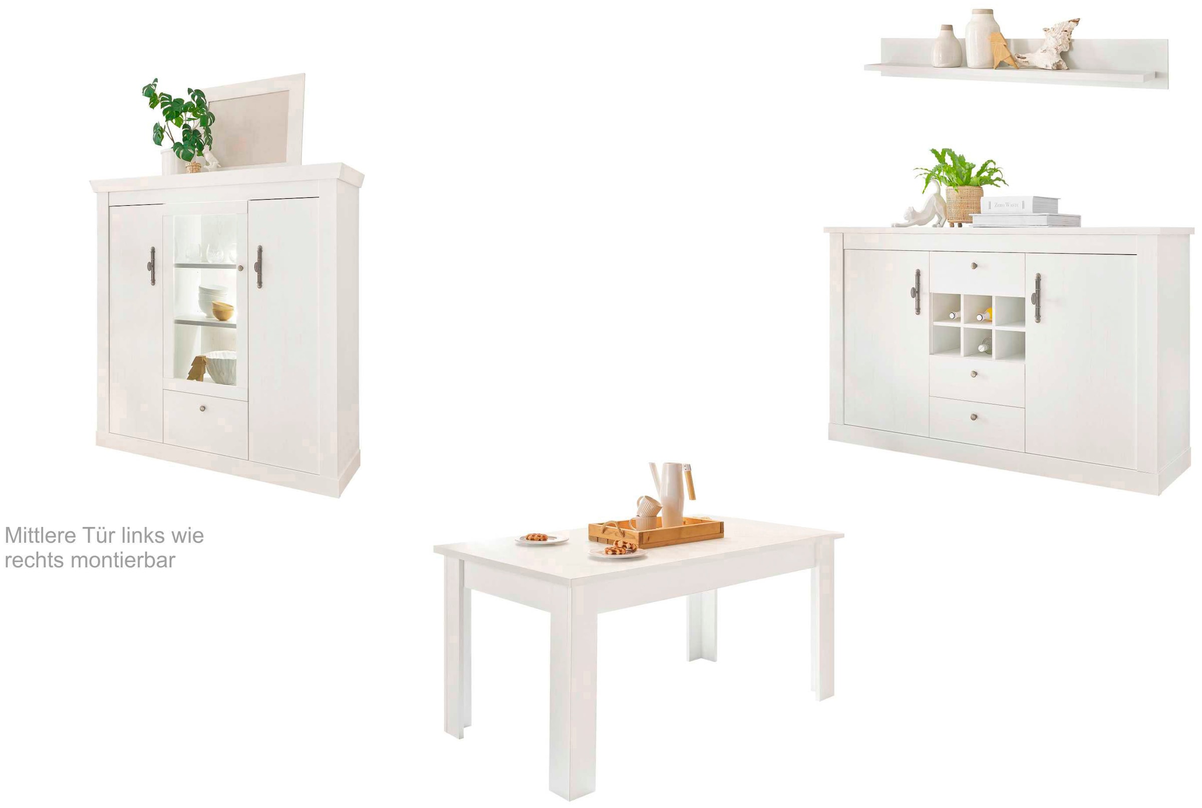 Home affaire Wohnwand »RAVENNA«, (4 St.), im romantischen Landhausstil, Griffe aus Metall, Softclose-Funktion