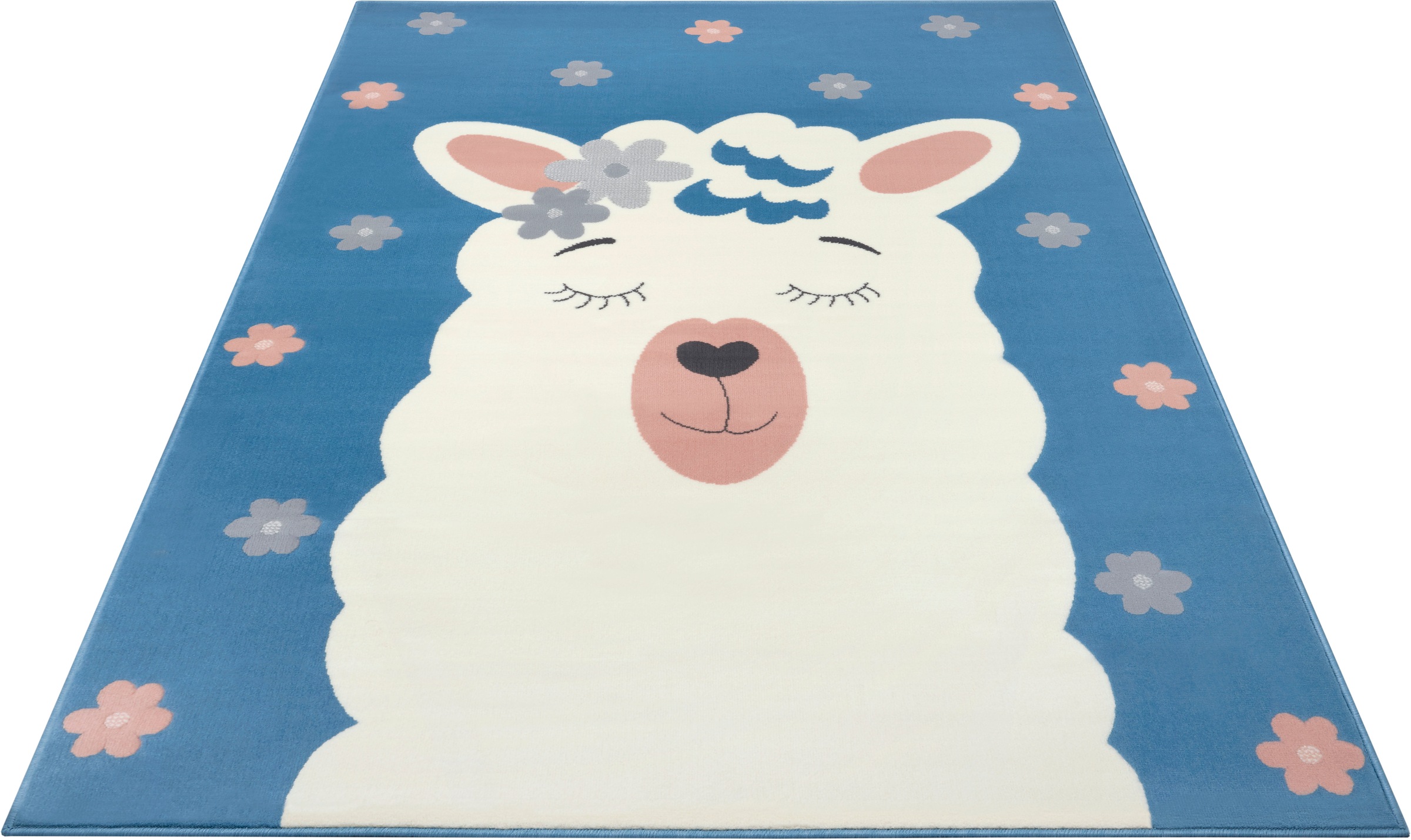 Image of HANSE Home Kinderteppich »Alpaca Charly«, rechteckig, 9 mm Höhe, Blume, Tiermotiv, Kurzflor, Kinderzimmer, Strapazierfähig, Pflegeleicht, Robust bei Ackermann Versand Schweiz