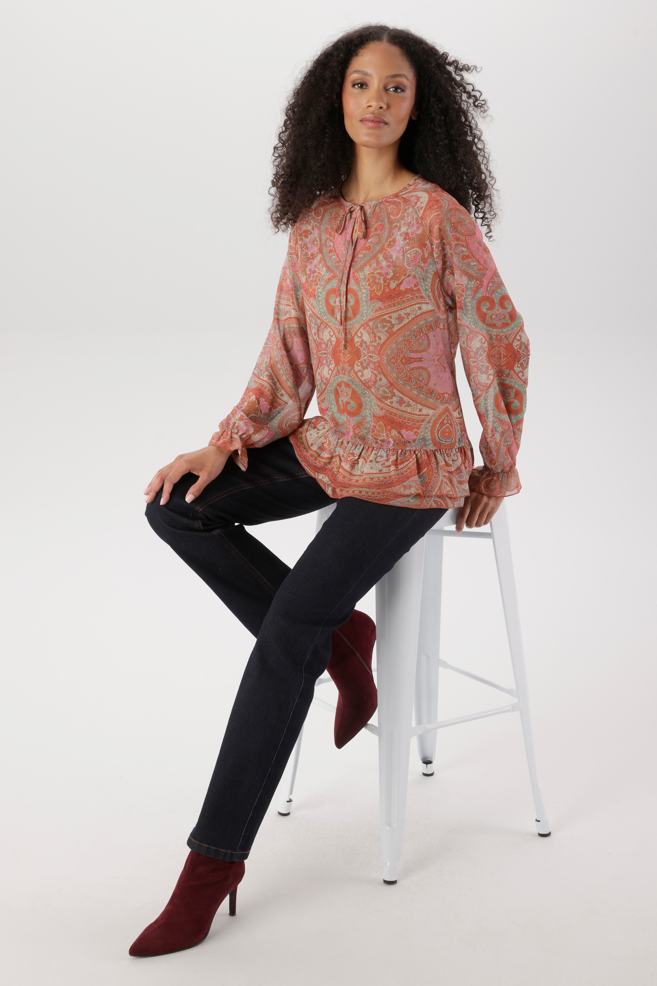 Aniston SELECTED Blouse à enfiler en chiffon légèrement transparent - NOUVELLE COLLECTION