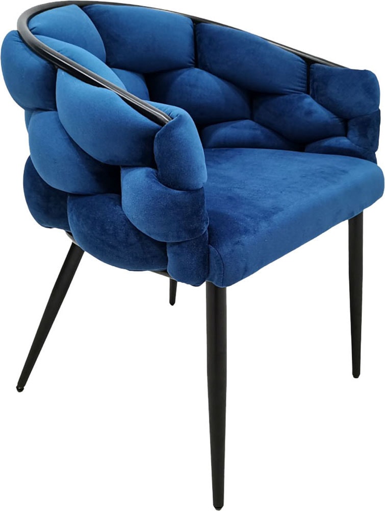 Kayoom Polsterstuhl »Stuhl Grace 125 2er-Set, Gestell aus Eisen, bequem gepolstert« (Set) 2 Stk.Graziöses Design, absolutes Eye-Catcher, geflochtener Rücken