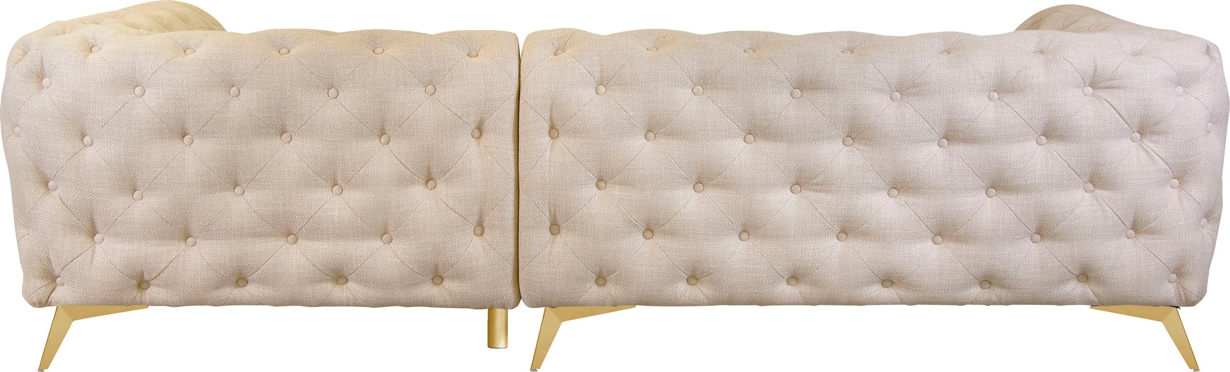 Leonique Chesterfield-Sofa »Ecksofa GLYNIS L-Form mit Wellenunterfederung, Masse B/T/H 264/204/75cm«, aufwändige Knopfheftung, moderne Chesterfield Optik, Fussfarbe wählbar