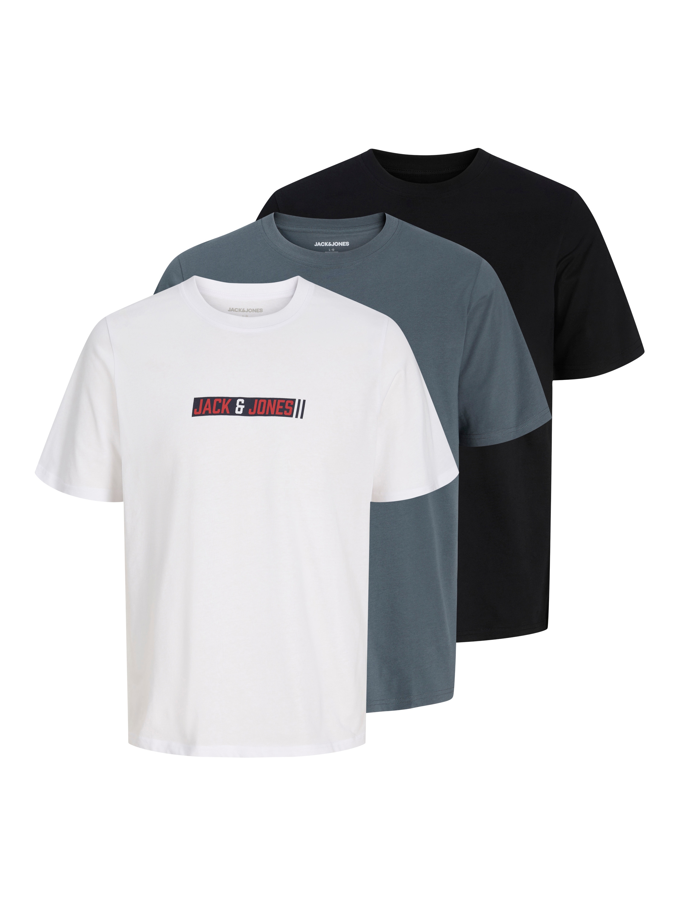 Image of Jack & Jones T-Shirt "JJMUNK TEE SS CREW NECK 3PK MP" Packung, 3 aus Baumwolle, normale Passform, mit Rundhalsausschnitt