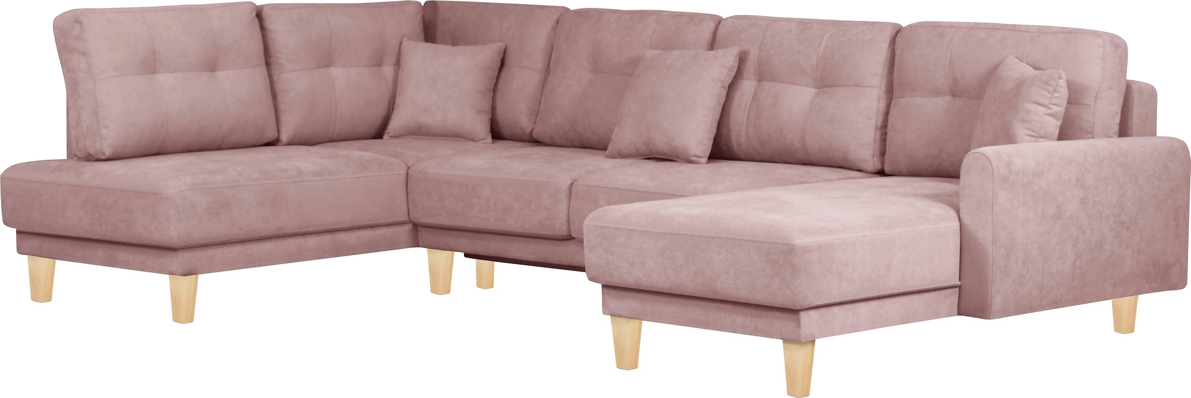 Home affaire Wohnlandschaft »TRIPLO U-Form wahlweise mit Schlaffunktion, B/T/H: 310/192/90 cm«, Schlafsofa, auch mit Bettkasten, Steppung im Rückenkissen