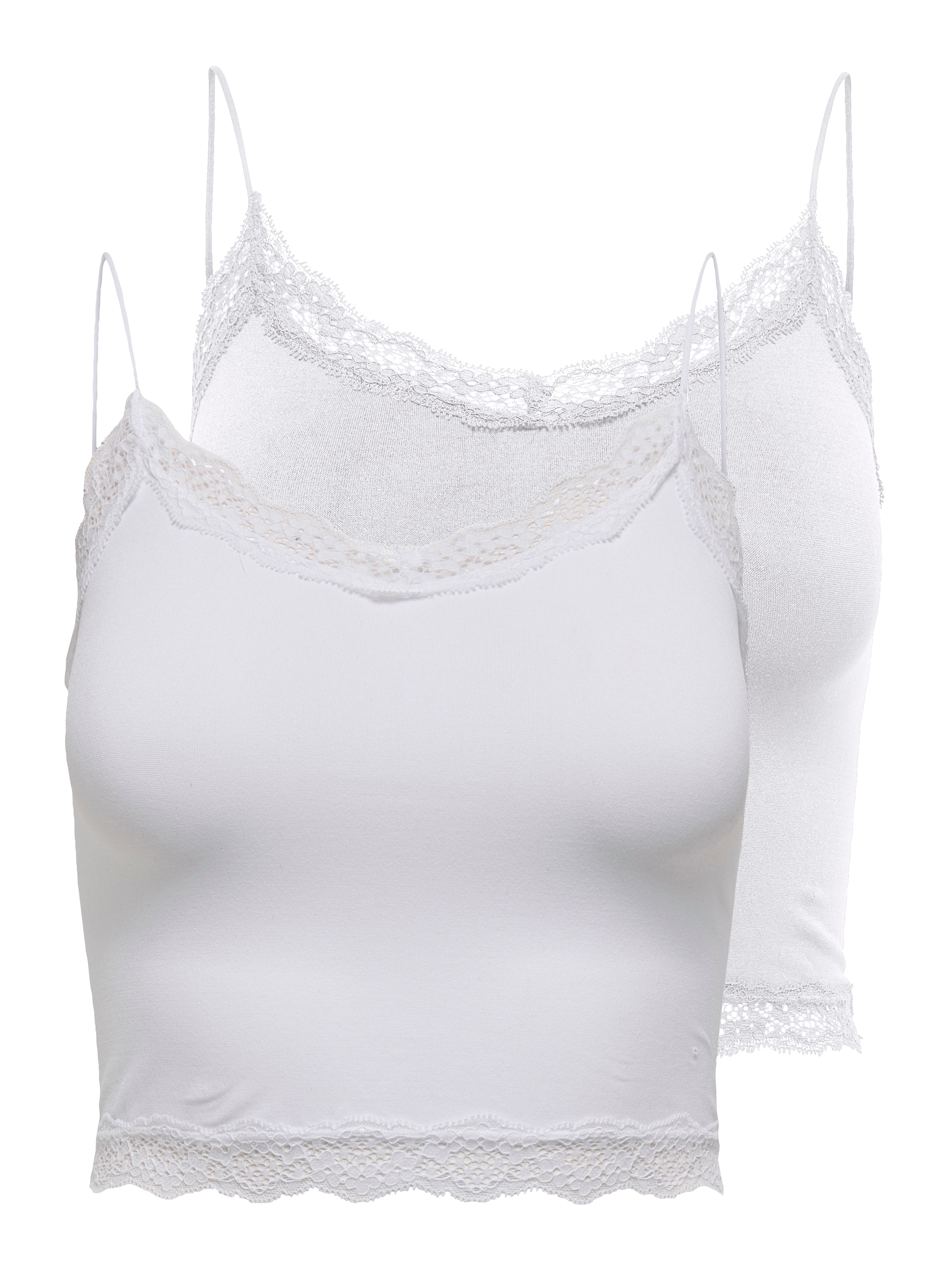 Image of ONLY Trägertop "ONLVICKY LACE SEAML 2-PACK CROPPED TOP" Packung, 2 Stk.