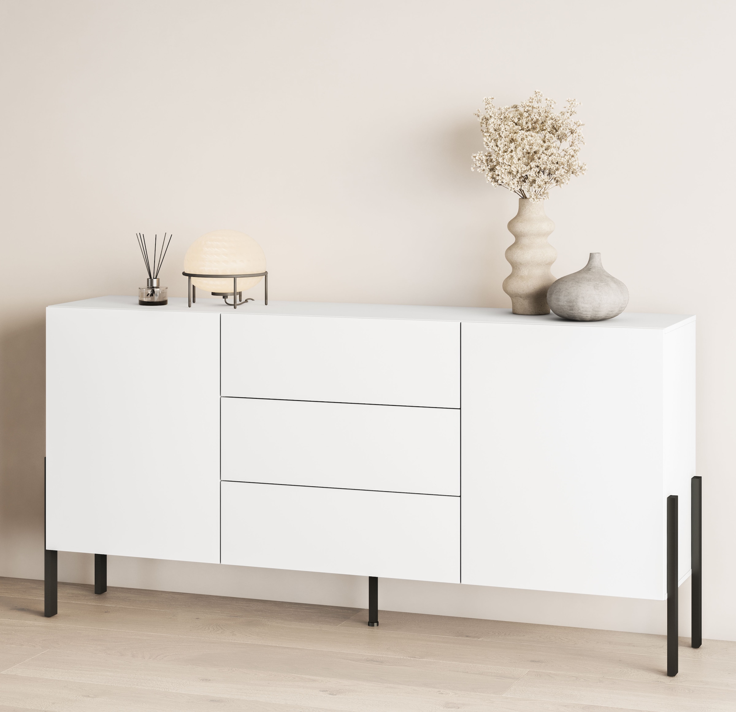 INOSIGN Sideboard »Jukon, Breite 150 bzw.180 cm, moderne grifflose Kommode«, Schubladenschrank 2 Türen/3 Schubkästen, push-to-open-Funktion