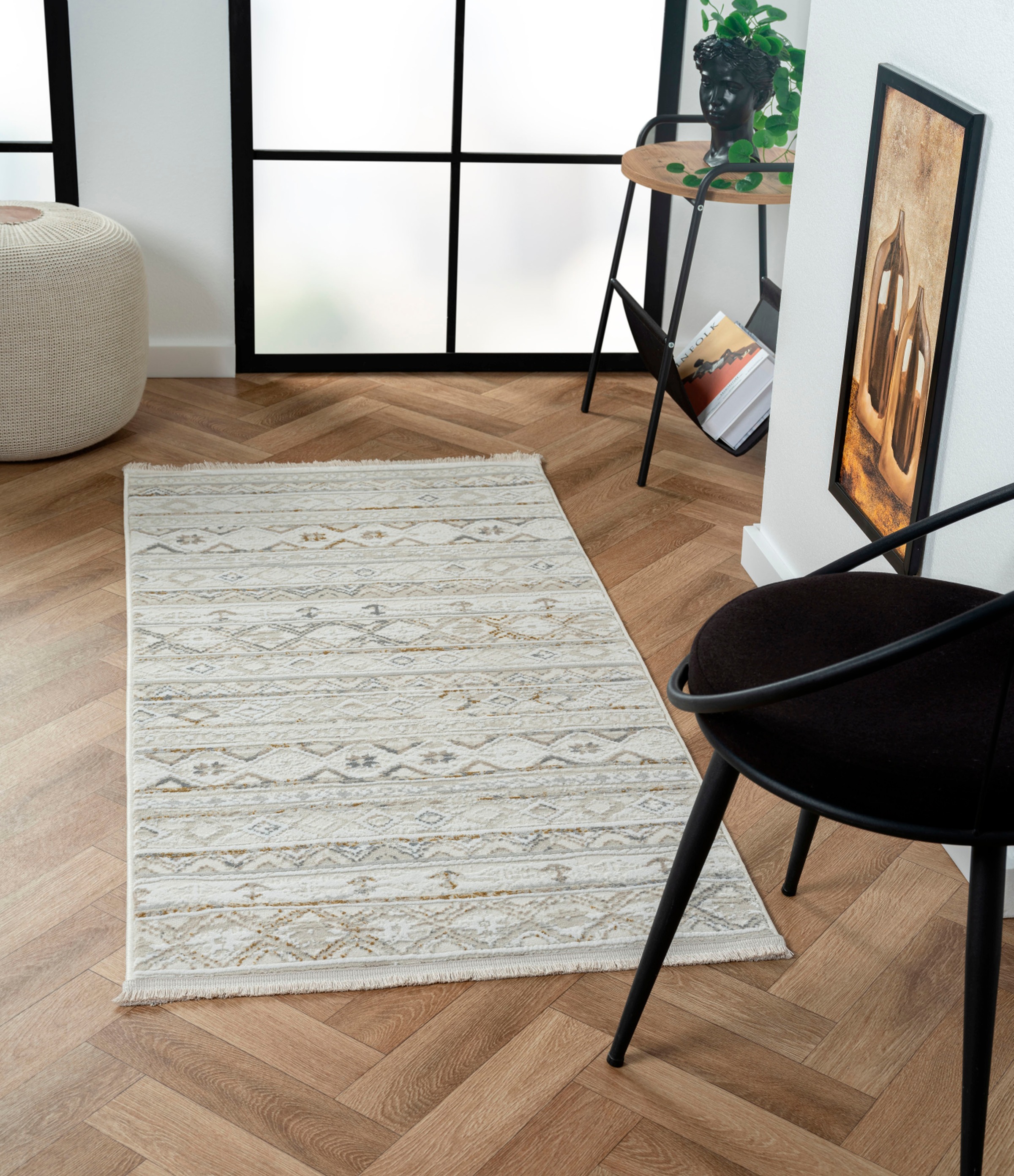 Image of Myflair Möbel & Accessoires Teppich "My Nomady, LAGERRÄUMUNG" rechteckig 10 mm Höhe Kurzflor, Scandi-Design, besonders weich durch Microfaser, mit Fransen