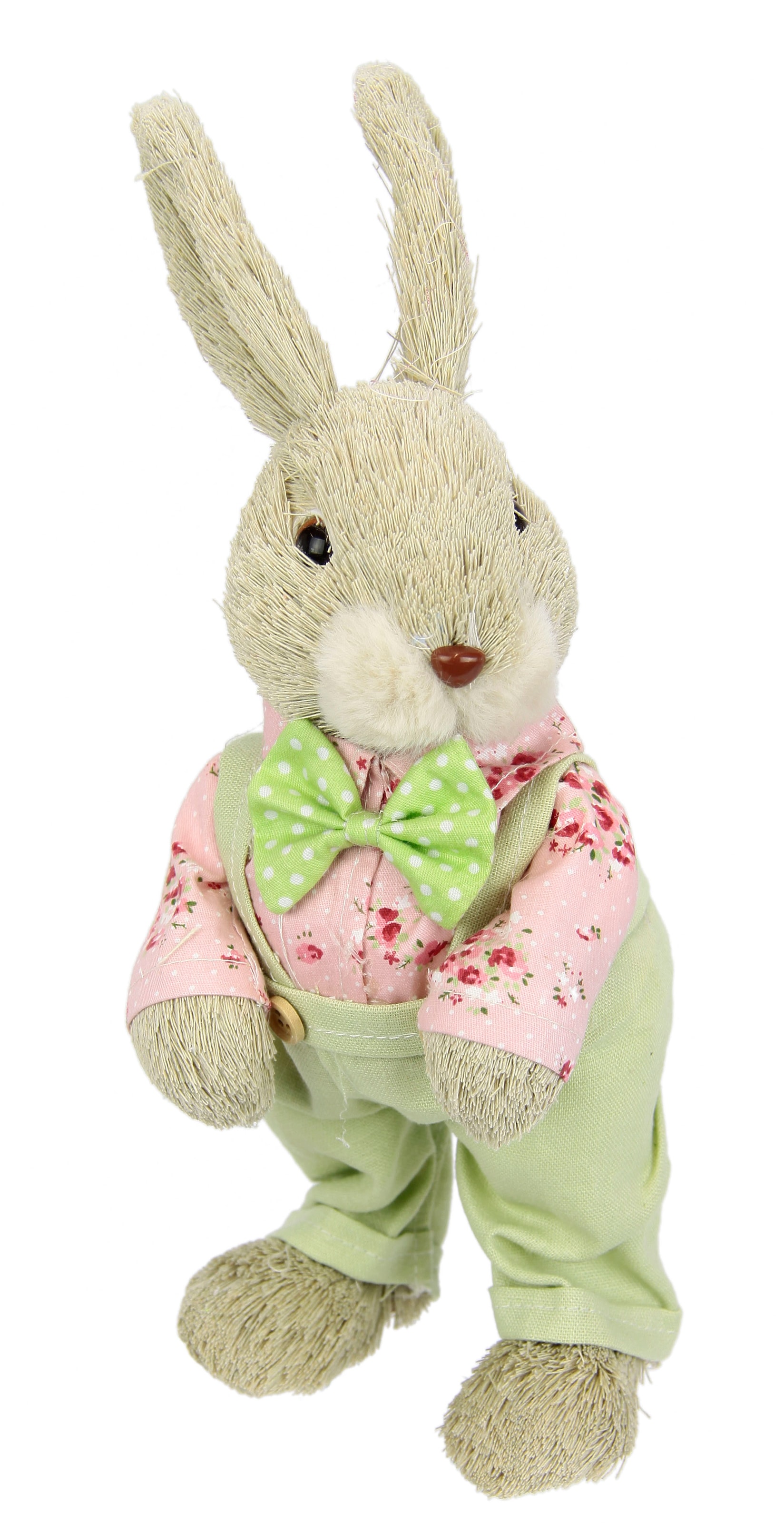 Image of I.GE.A. Osterhase "Hasenjunge mit Latzhose, Frühjahrsdeko" Osterdeko aus Stroh, Dekofigur, Tierfigur, Ostern