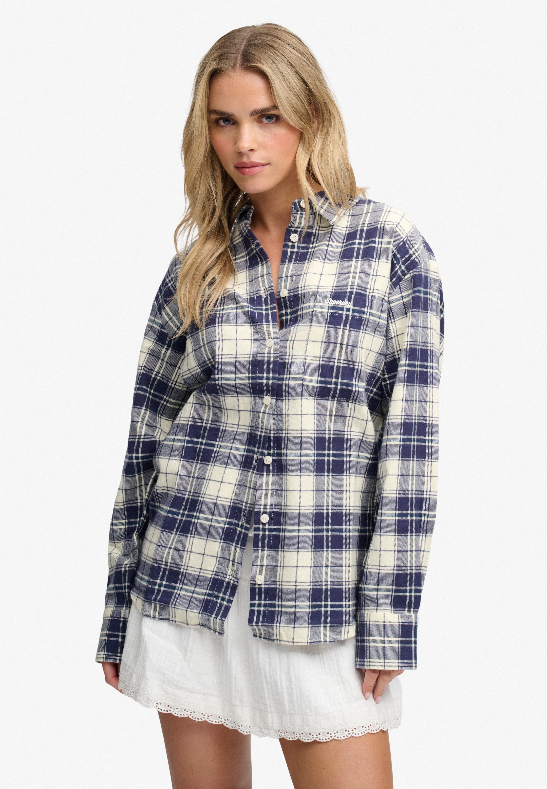 Image of Superdry Karobluse "CHECK FLANNEL RELAXED SHIRT" Baumwolle, aus weichem Flannel