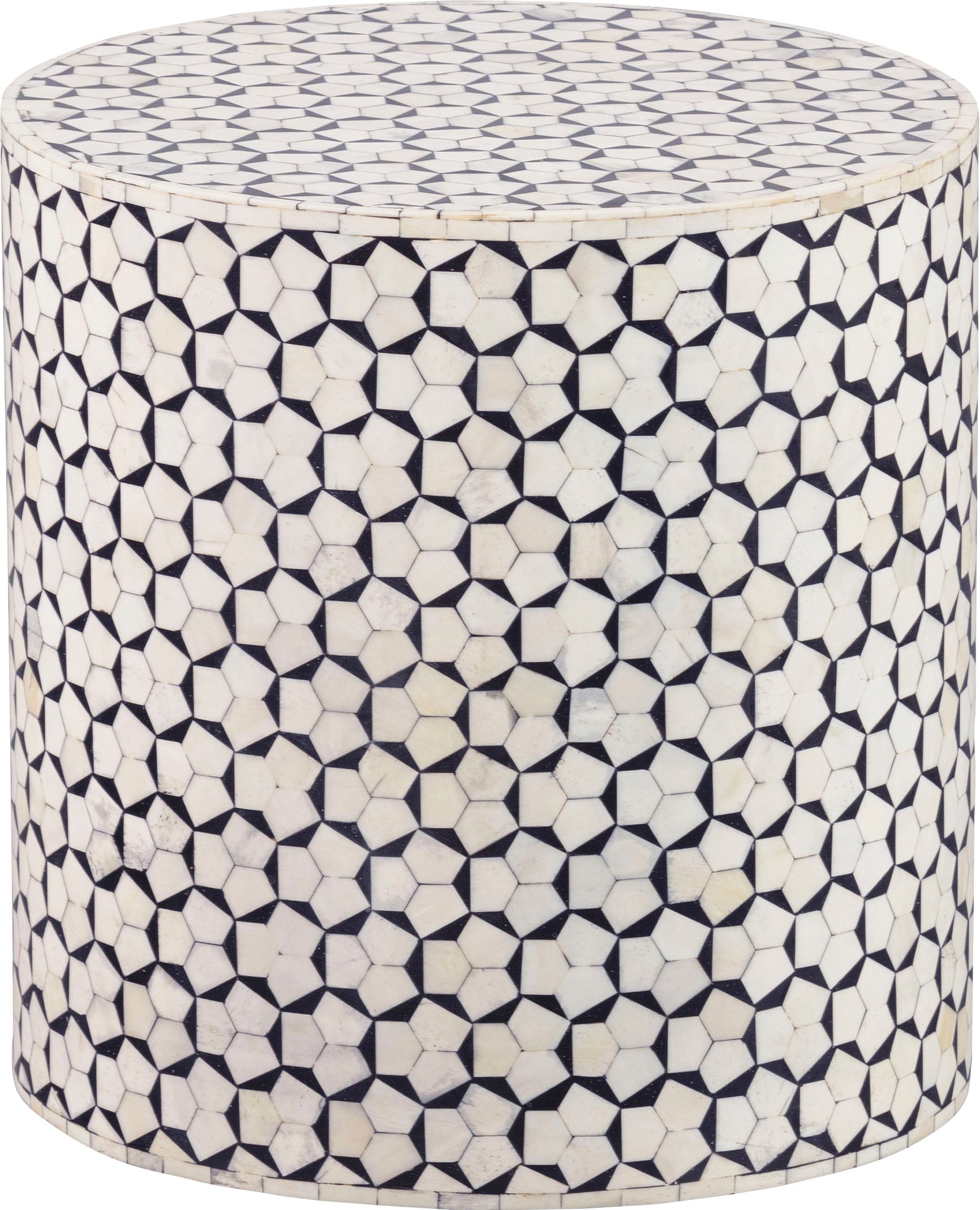 Image of WOOOD Beistelltisch "Neva" mit edlem grafischen Muster, H 40 cm x Ø 37 cm