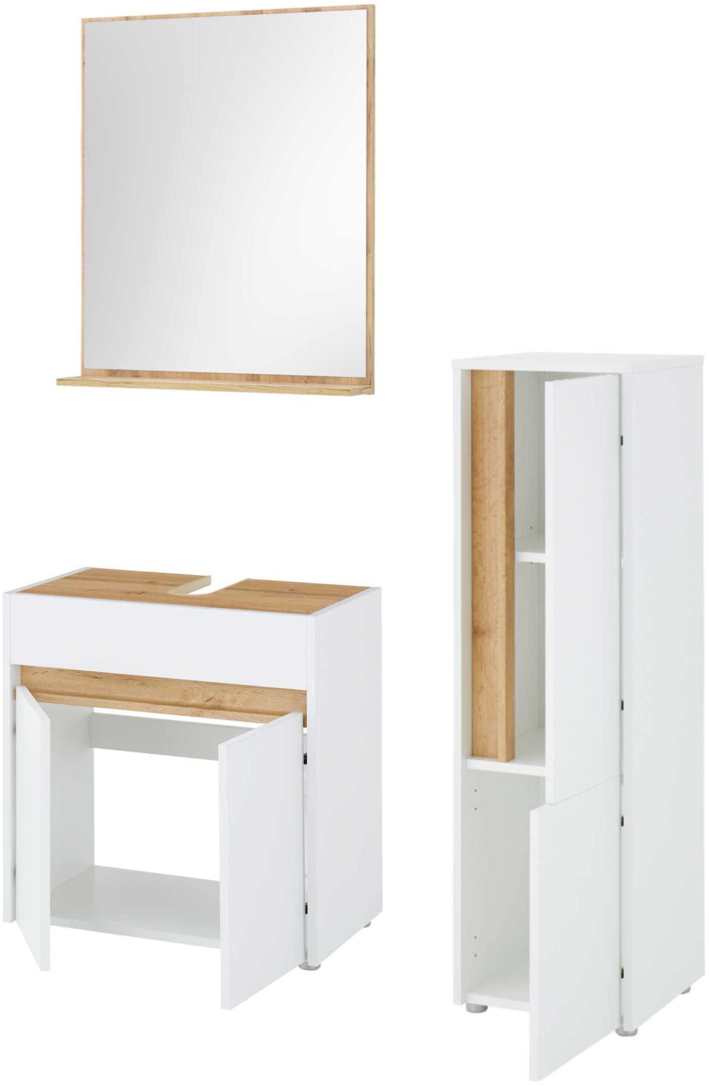 Home affaire Badmöbel-Set »CITY/ GIRON, Bad im zeitlosen Design, 3-teiliges Badezimmer« Set, 3 Stk. tlg.