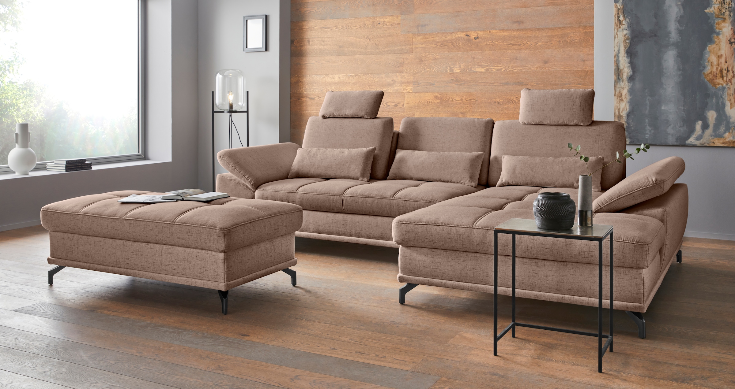 PLACES OF STYLE Polsterhocker »Costello, B: 133 cm« individuell zu kombinieren, Federkern