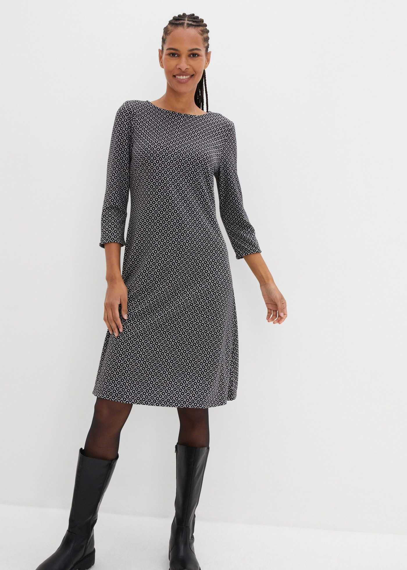 Image of bonprix Midikleid aus Polyester, Viskose und Elasthan, ausgestellte Passform