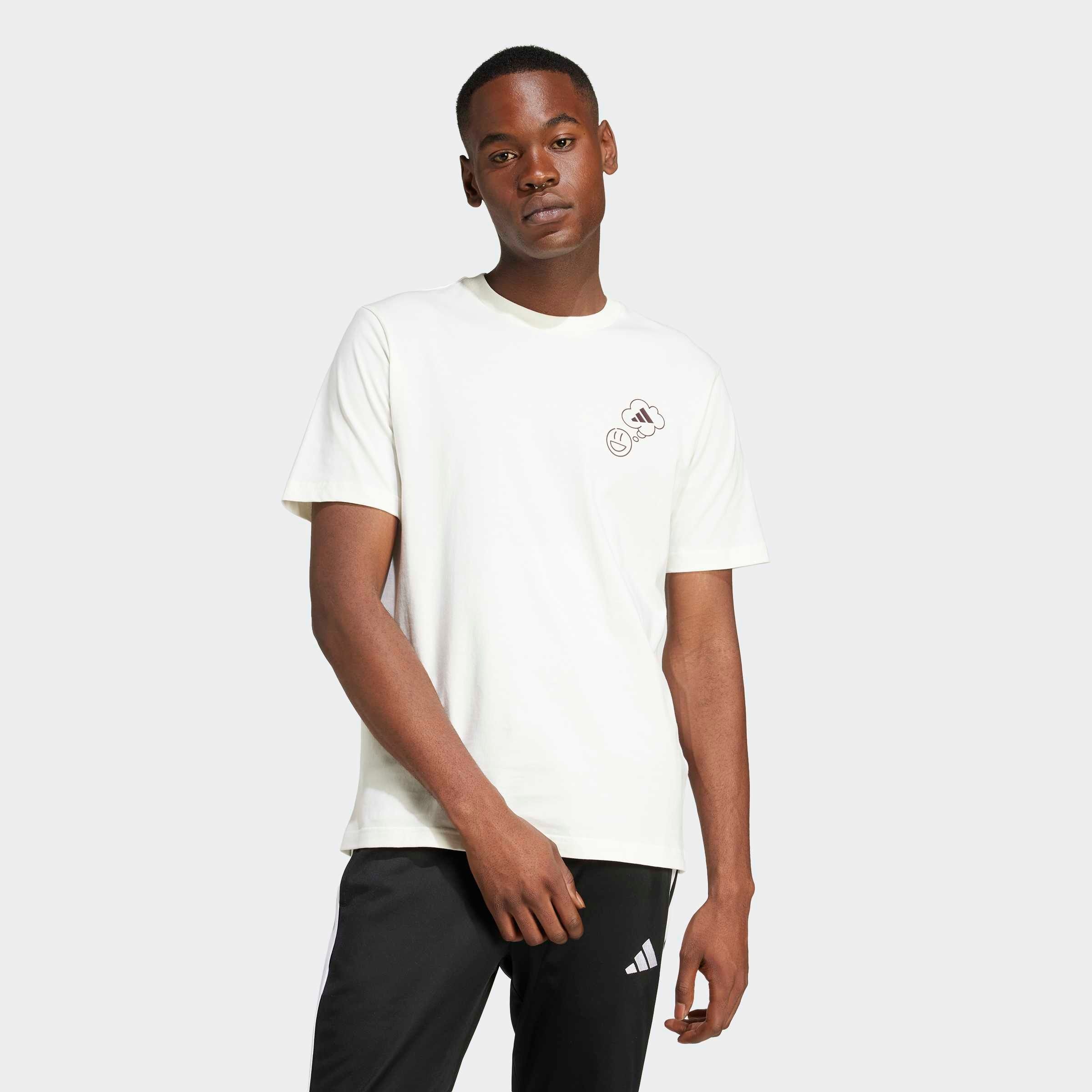 Image of adidas Sportswear T-Shirt "LOUNGE VERBIAGE CIRCLE GRAPHIC" lockere Passform, mit sportlichem Grafikprint, ohne Verschluss