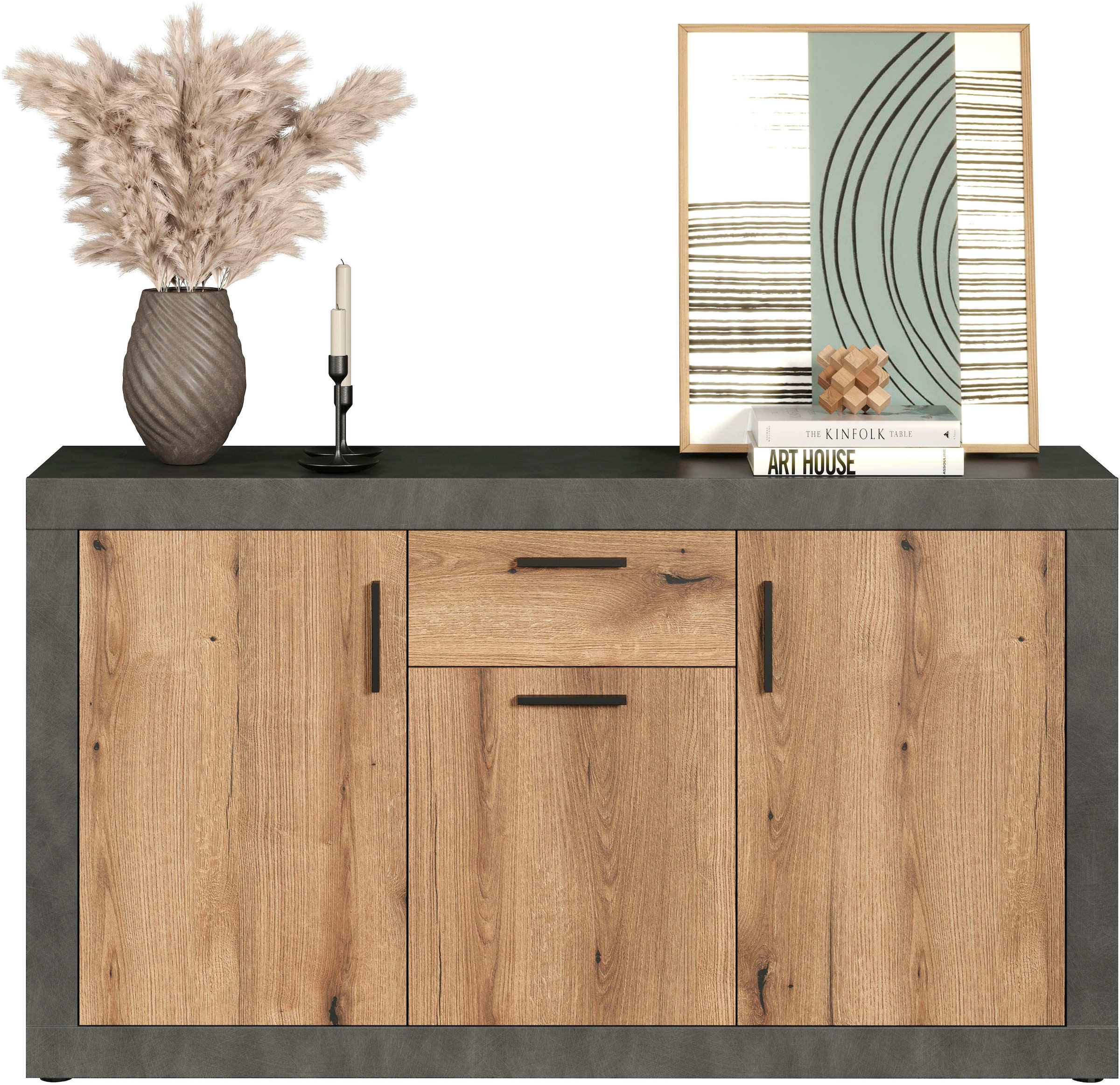 Home affaire Sideboard »Bergen« Packung, 1 Stk. tlg. Sideboard mit 3 Türen & 1 Schublade - (B/T/H) 149/40/83 cm