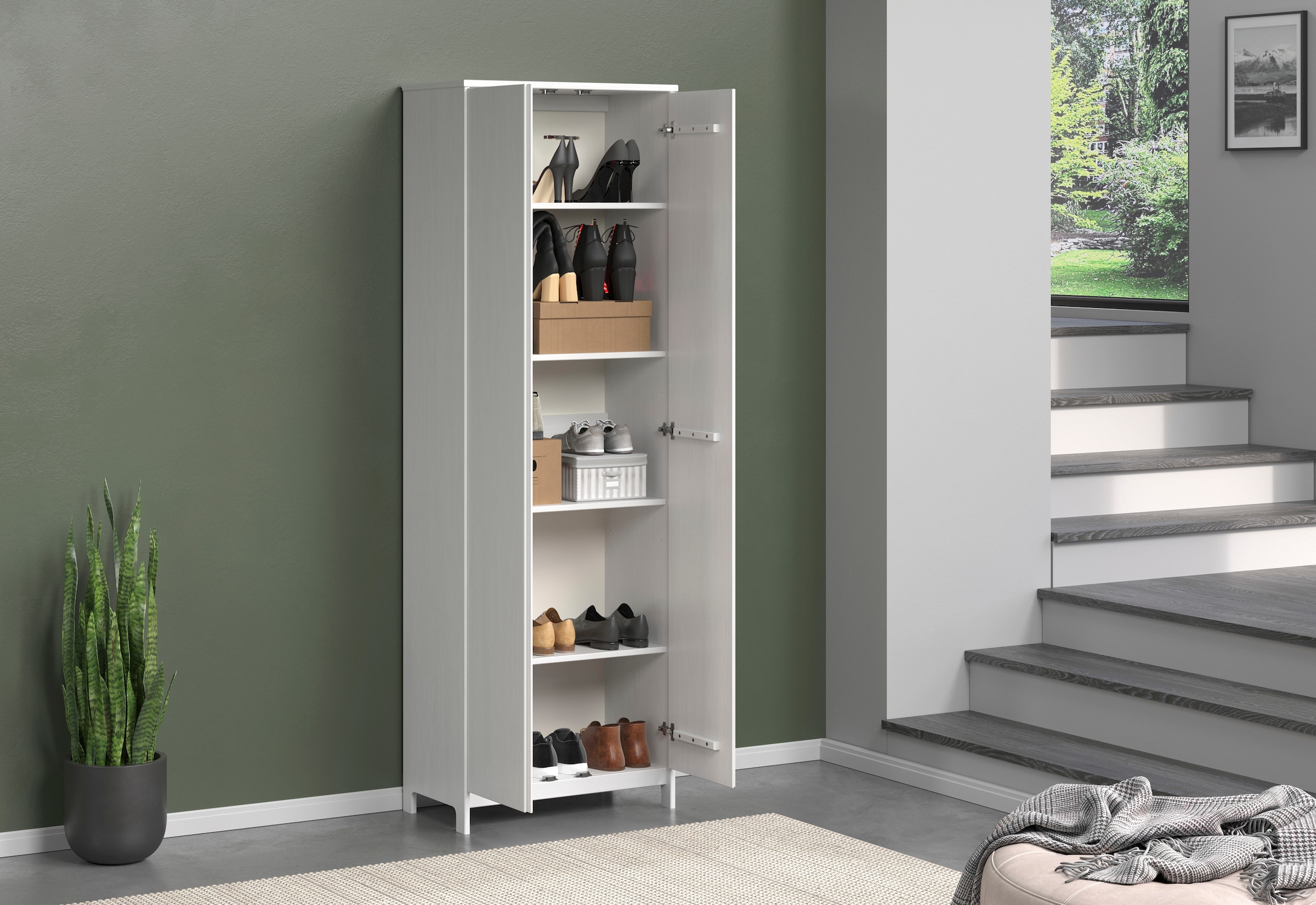 Home affaire Kleiderschrank »Aarhus« 1 Stk. tlg. Weisser, griffloser Massivholz Schrank - (B/T/H) 65/34/192 cm