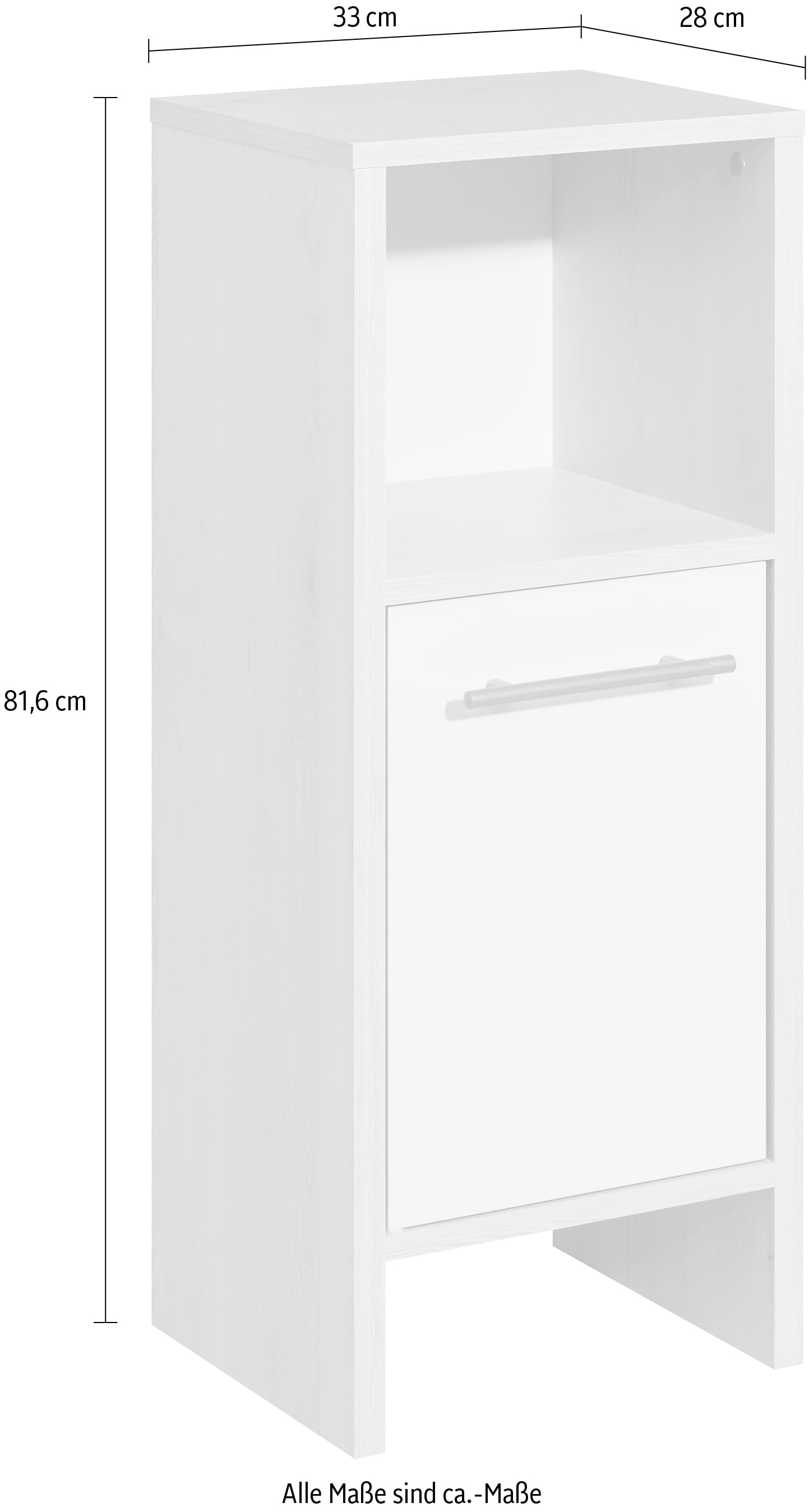 Saphir Unterschrank »Quickset 350 Badschrank, 1 Tür, 1 Nische, 33 cm breit, Weiss Glanz« 1 Stk. tlg. Pinie Ida Hell, Badezimmer-Unterschrank, Griffe alufarbig