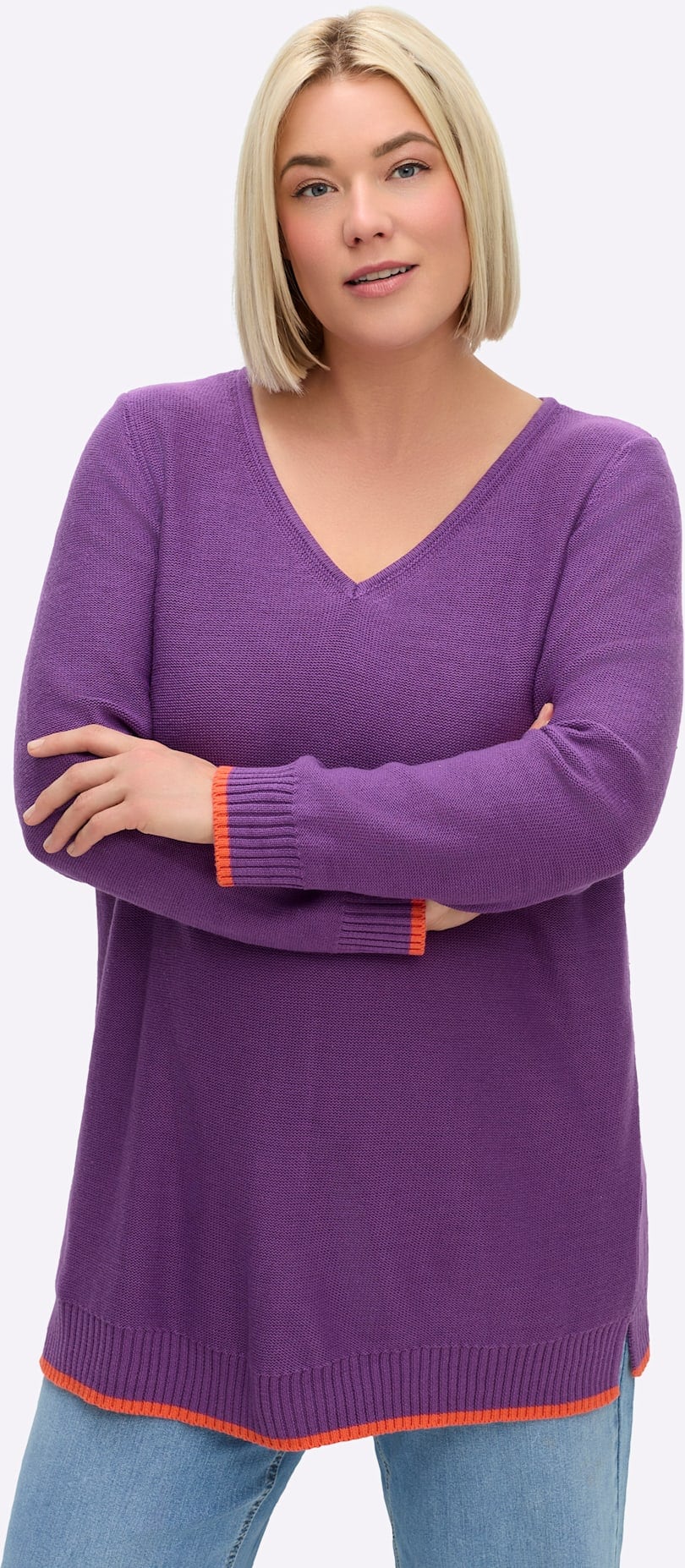 Sheego V-Ausschnitt-Pullover "Pullover"