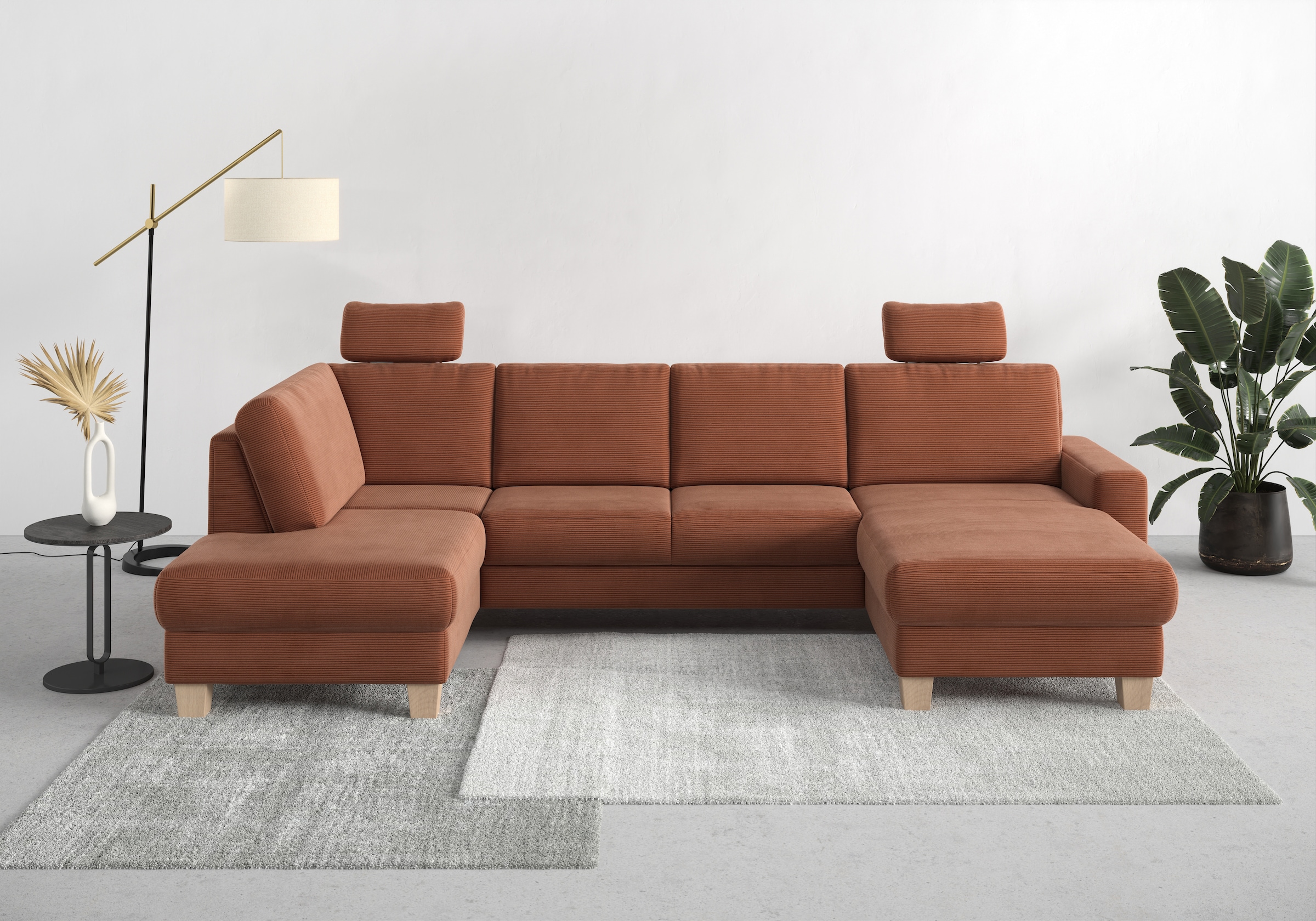 Home affaire Paysage de salon »Summer U-Form« mit oder ohne Bettfunktion und Bettkasten, Cord-Bezug