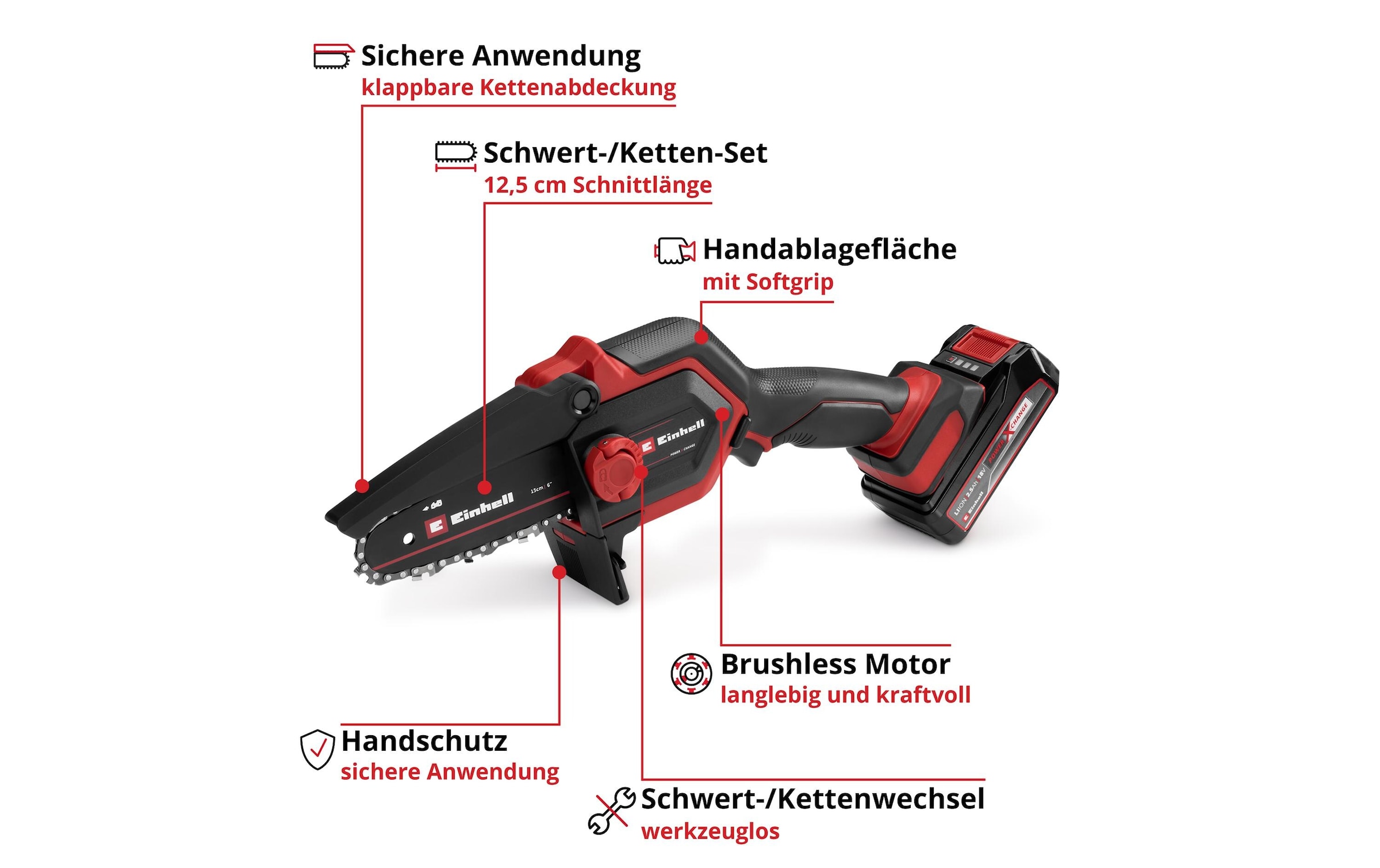 Einhell Akku-Kettensäge »GE-PS 18/15 Li Bag Kit«, (1 tlg.)
