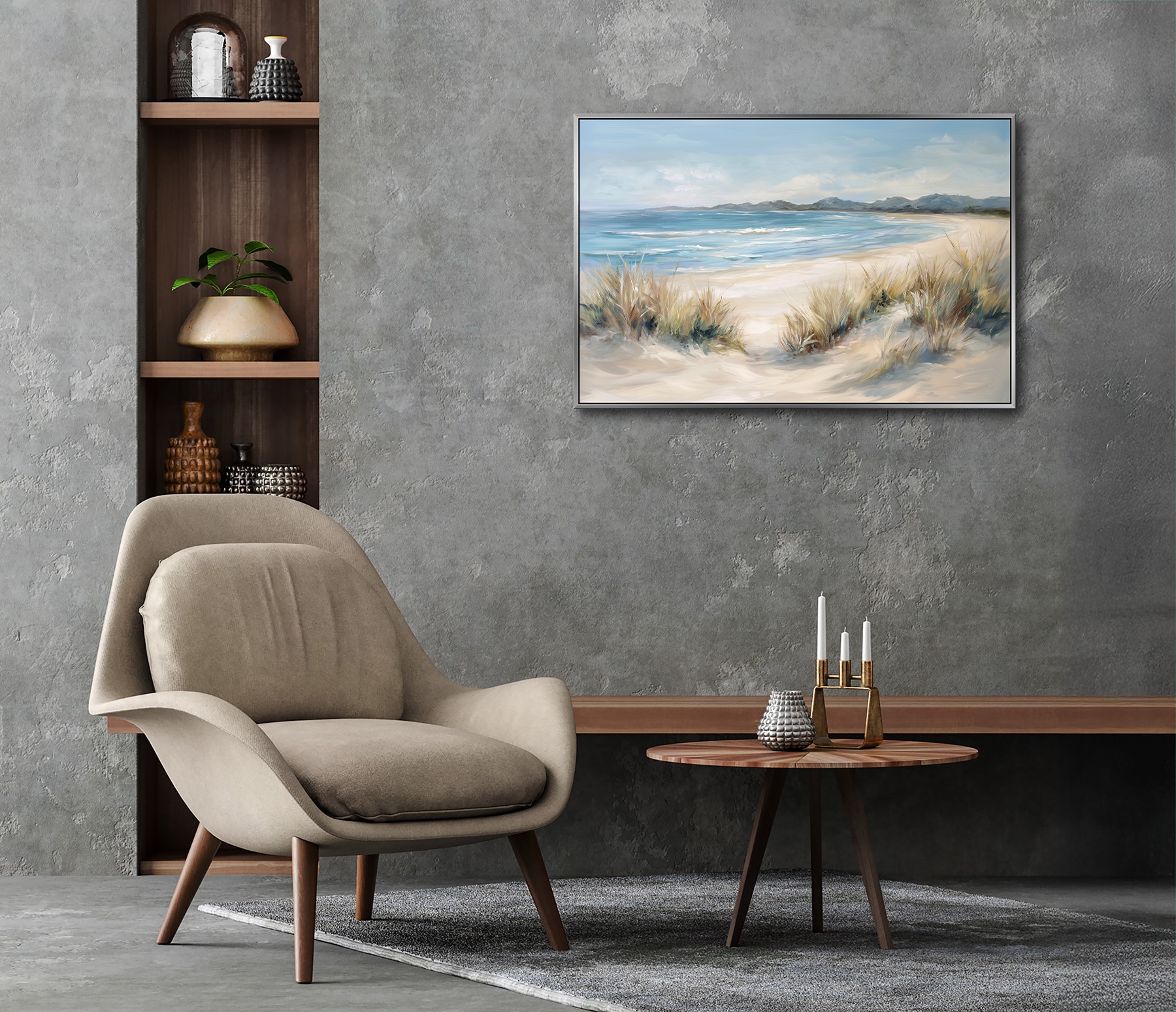 Bönninghoff Ölgemälde »handarbeit gerahmt STRAND 60x90 cm – Wandbild modern« Küste | Meer | Strand handgefertigt, jedes Bild ein Unikat, Schattenfugenrahmen