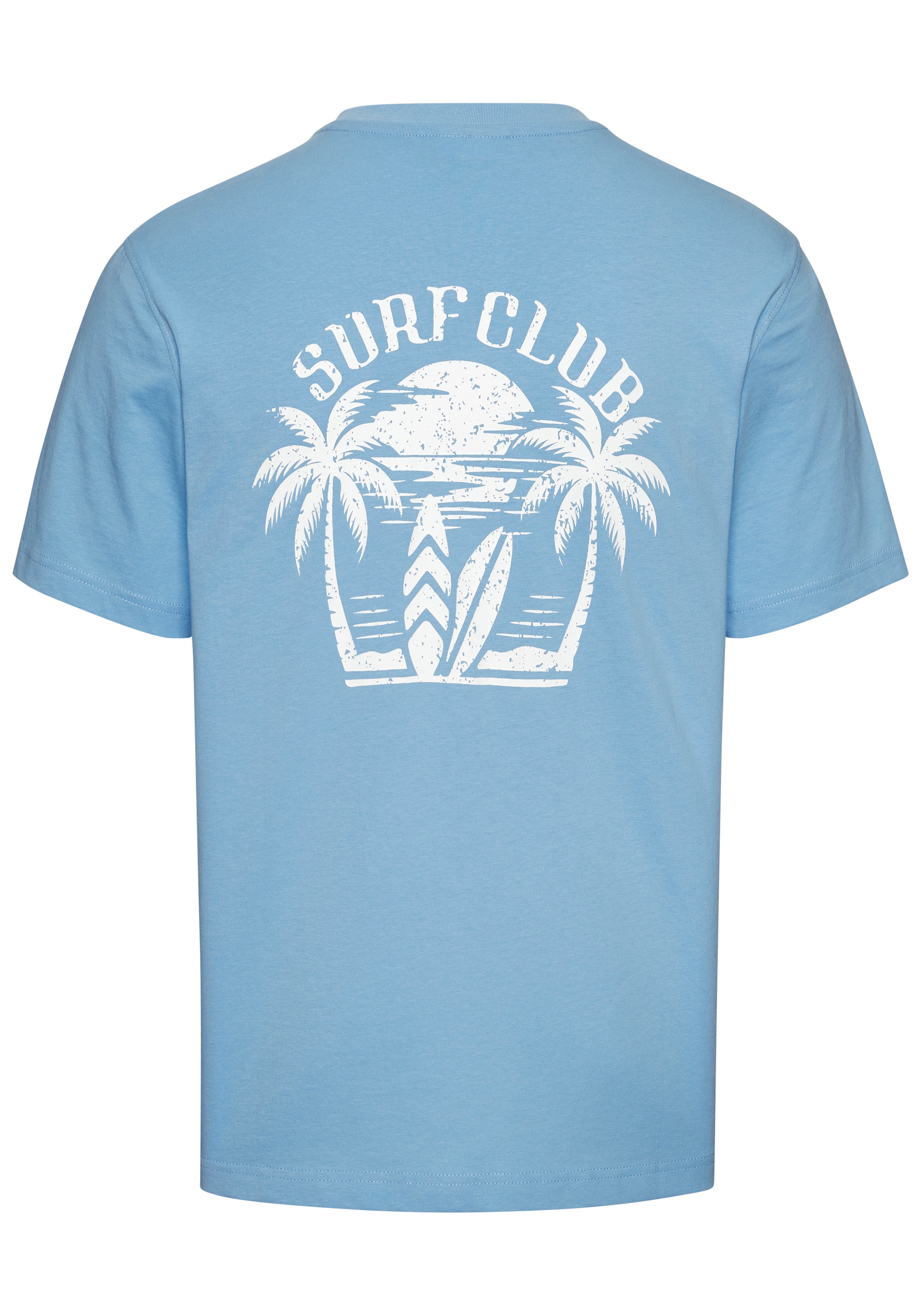 Beachtime T-Shirt », Shirt mit modischem Surfer Print« Regular-Fit, mit kleinem Print vorn und grossem Print hinten