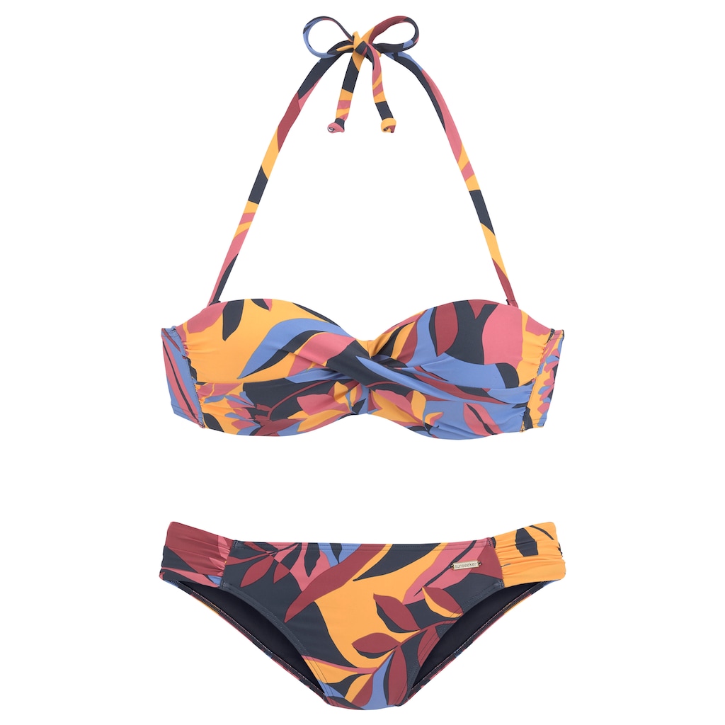 Sunseeker Bügel-Bandeau-Bikini, mit Blätterdruck