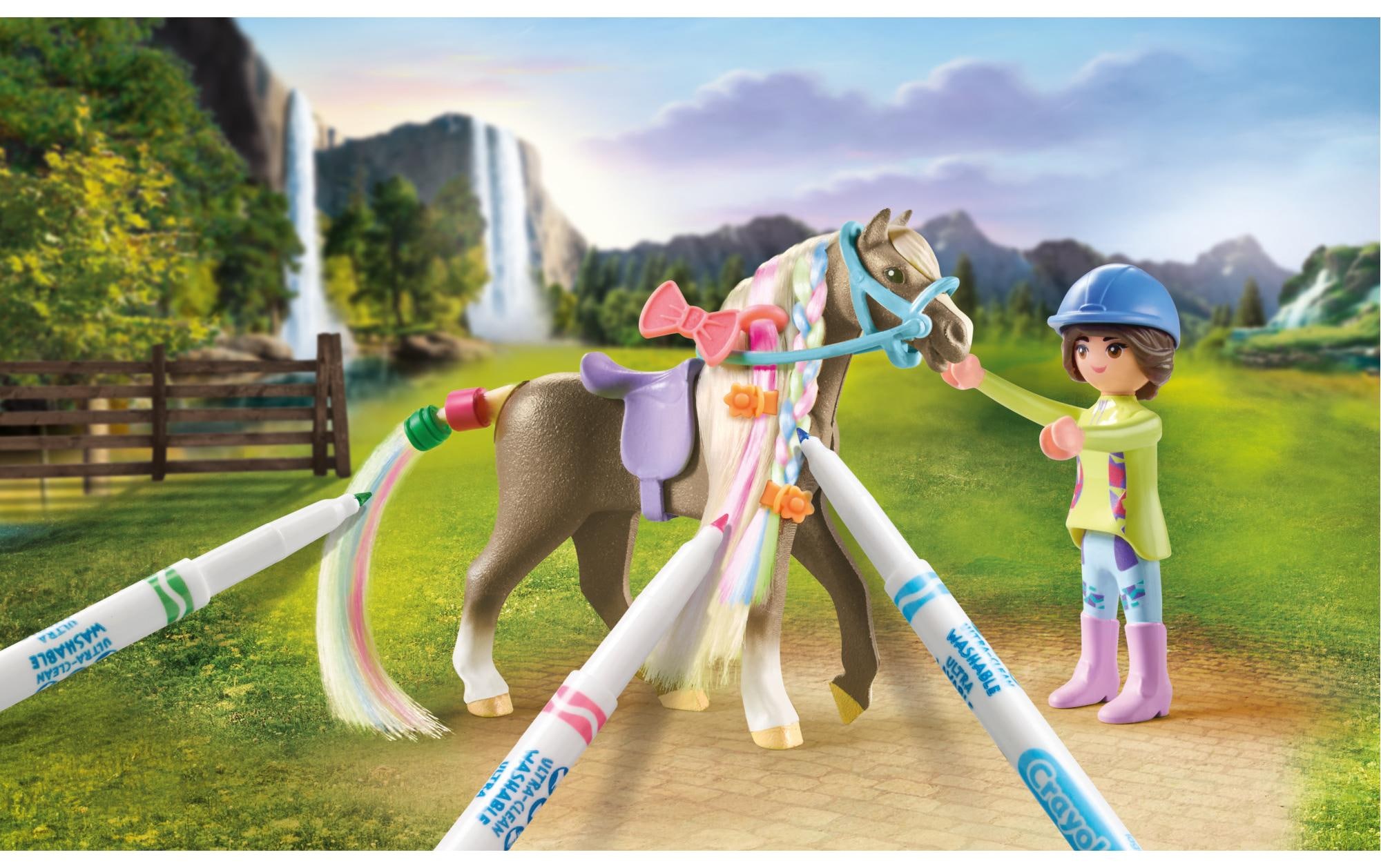 Playmobil® Spielbausteine »Horses of Waterfall Kreativset mit Pferd und Stiften 71640«, (19 St.)