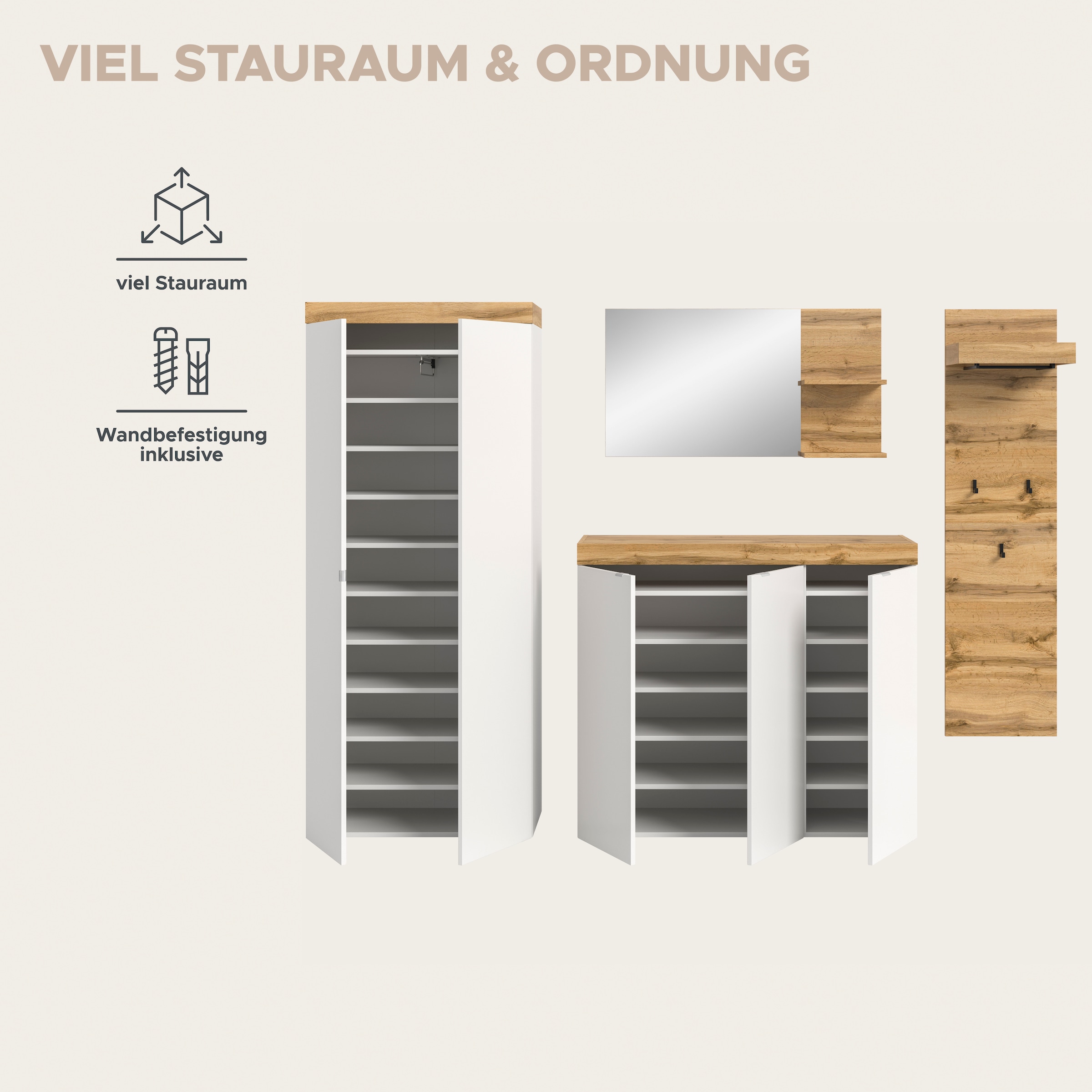 GOODproduct Garderoben-Set »MAMBO II, 4-teilig, TOPSELLER!, hängend oder stehend montierbar« 4 Stk. tlg.