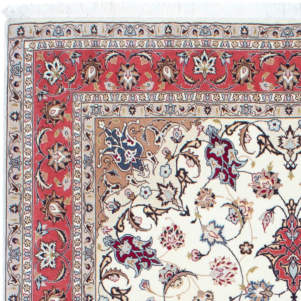 morgenland Orientteppich »Perser - Täbriz - Royal - 200 x 156 cm - beige«, rechteckig, Wohnzimmer, Handgeknüpft, Einzelstück mit Zertifikat